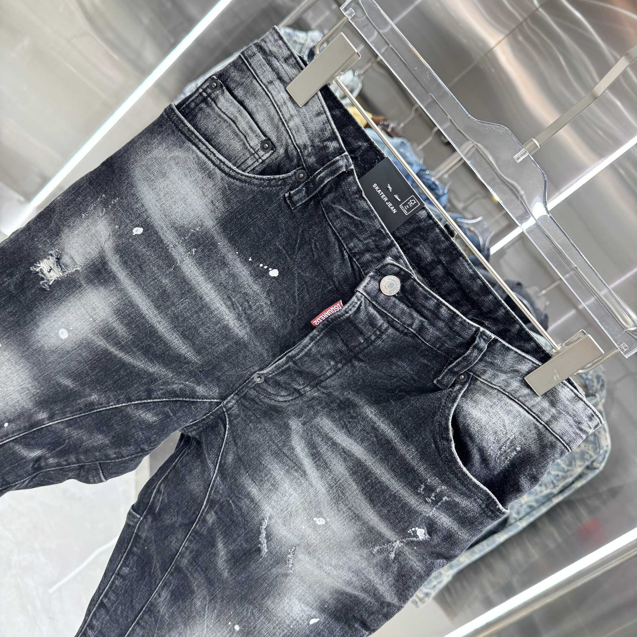 Dsquared2 DSQUARED2 破洞涂鸦工艺街头潮流修身小脚弹力牛仔裤