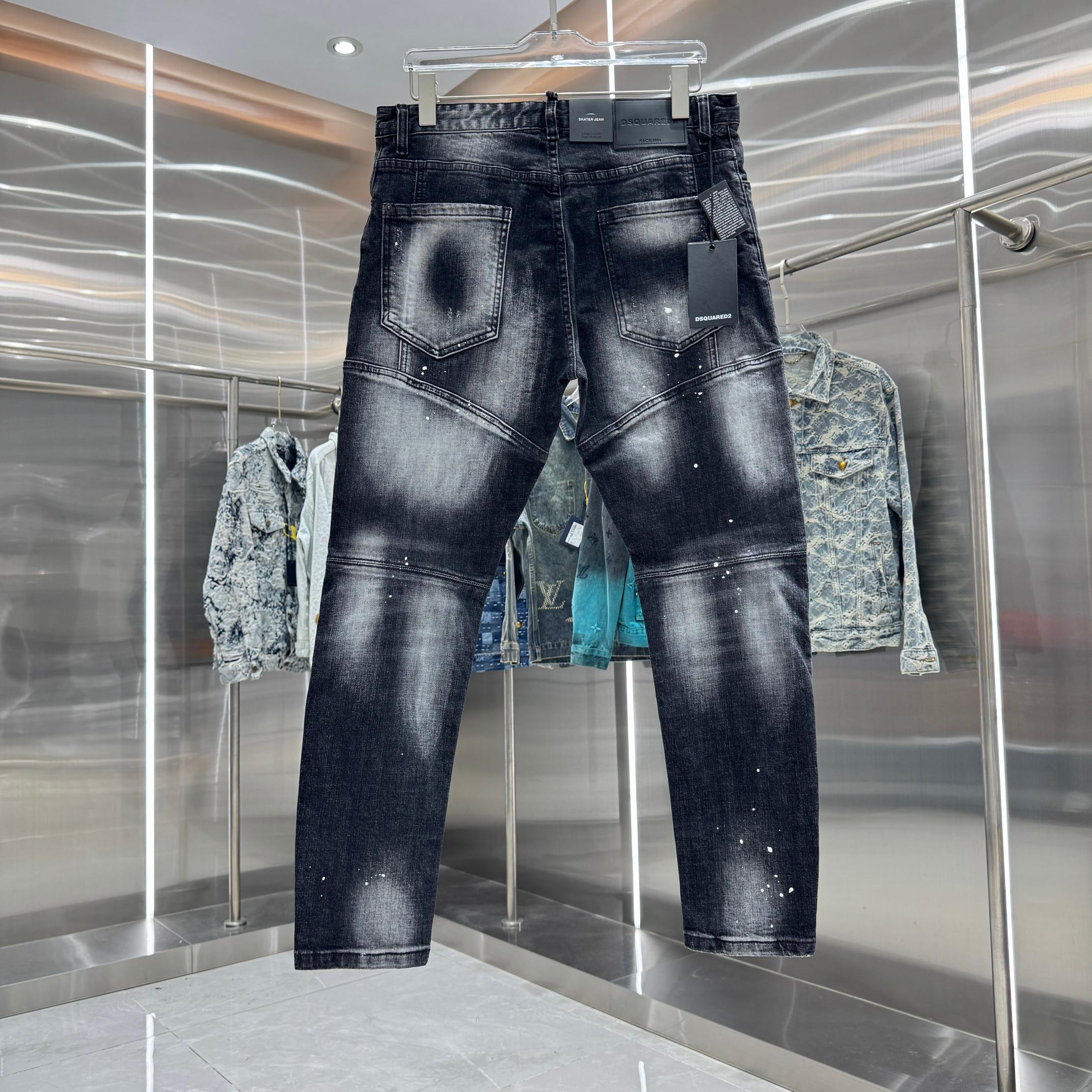 Dsquared2 DSQUARED2 破洞涂鸦工艺街头潮流修身小脚弹力牛仔裤