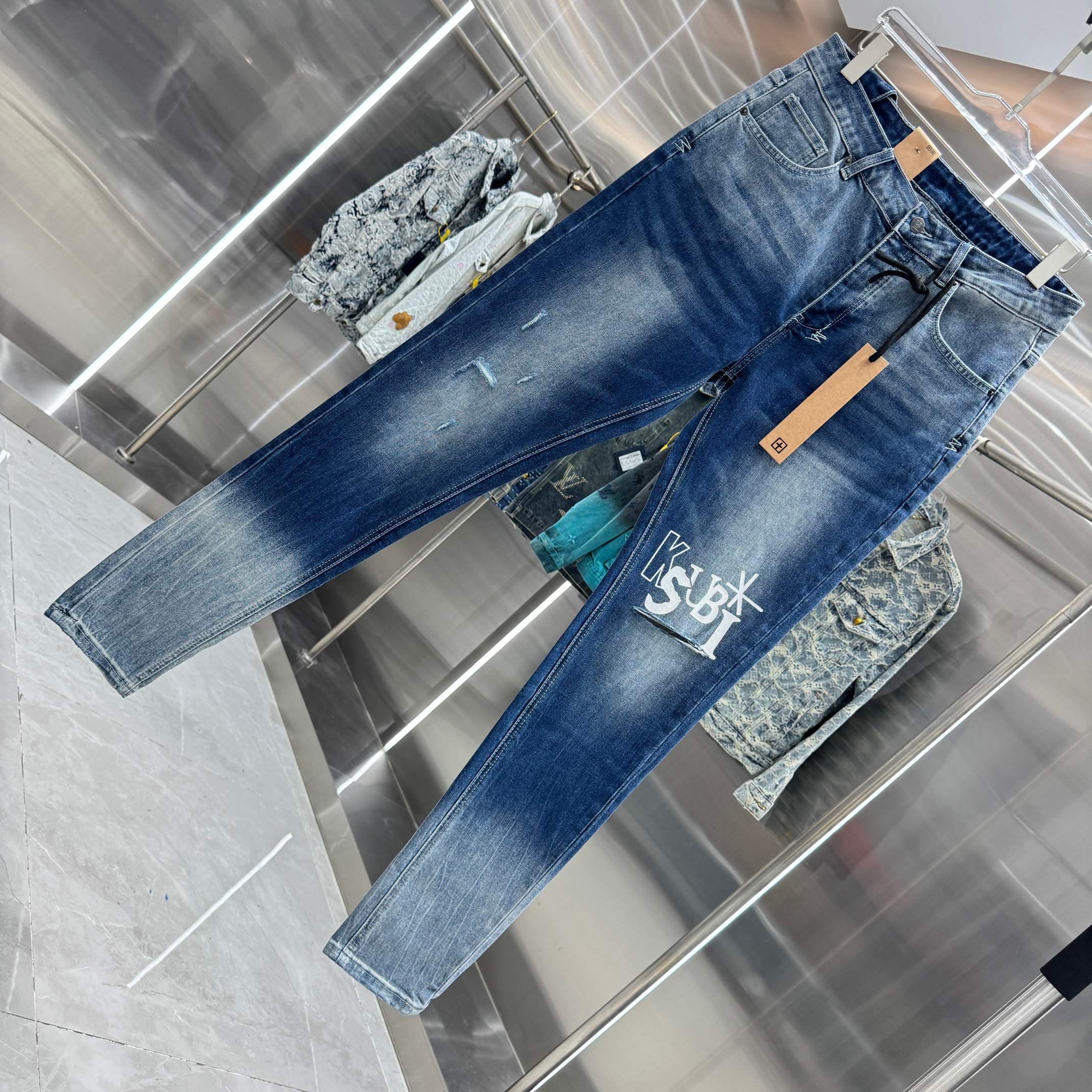 Ksubi Ksubi 澳大利亚 破洞字母工艺街头潮流修身小脚弹力牛仔裤