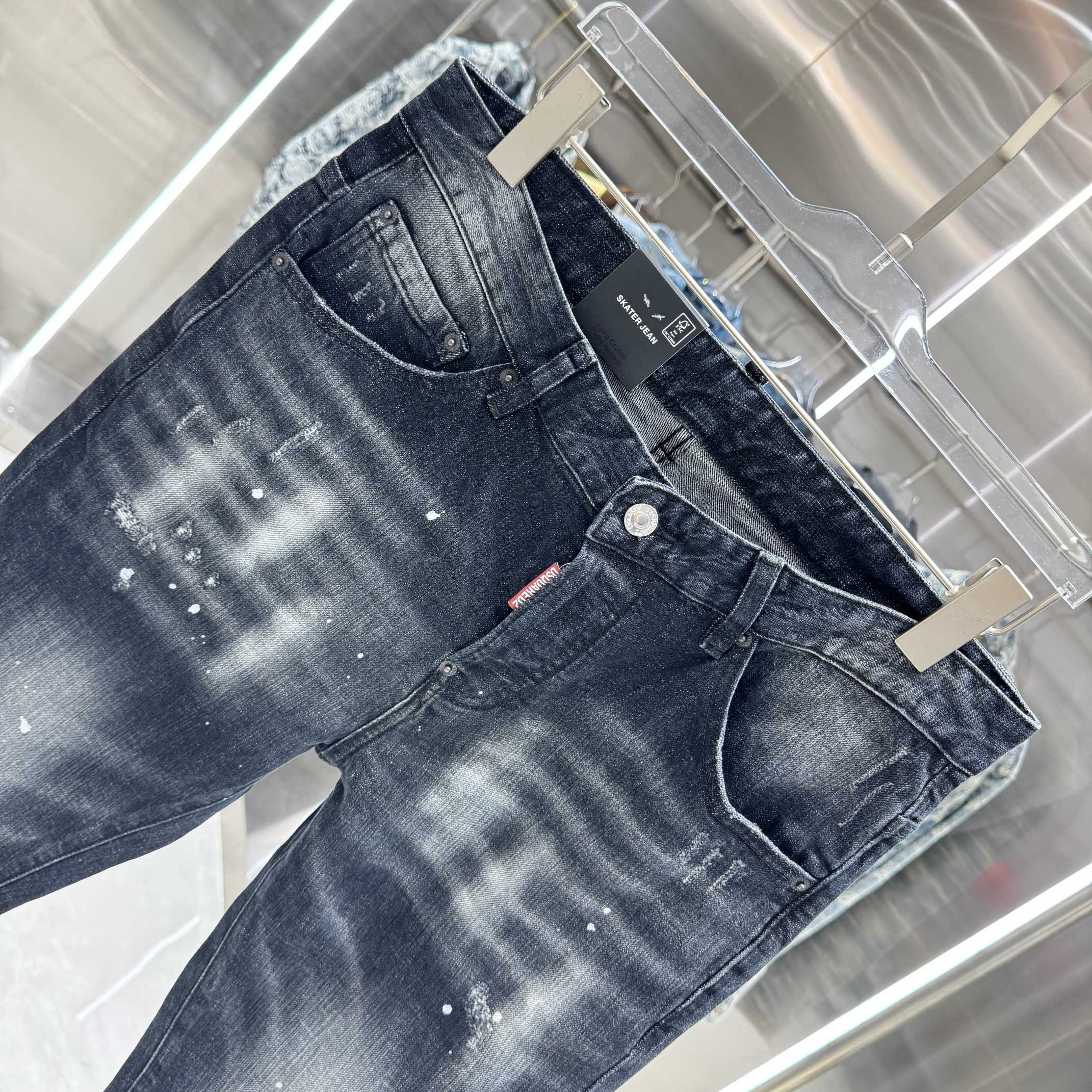Dsquared2 DSQUARED2 破洞涂鸦工艺街头潮流喇叭弹力牛仔裤