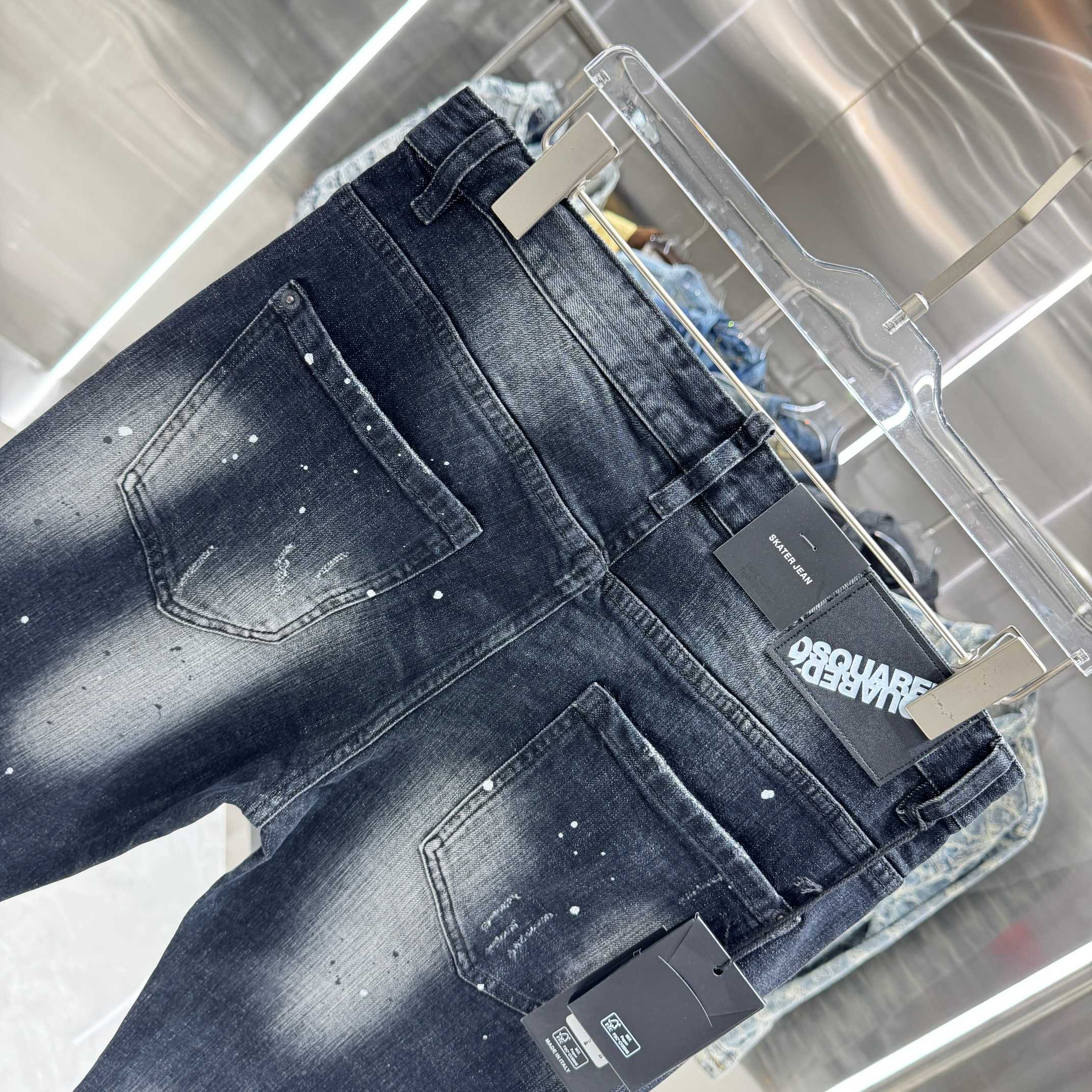 Dsquared2 DSQUARED2 破洞涂鸦工艺街头潮流喇叭弹力牛仔裤