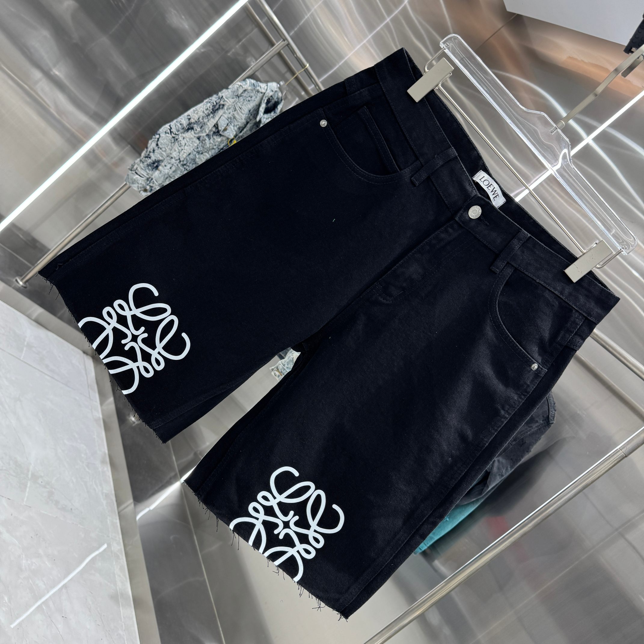 Loewe 罗意威 图案印花牛仔裤短裤