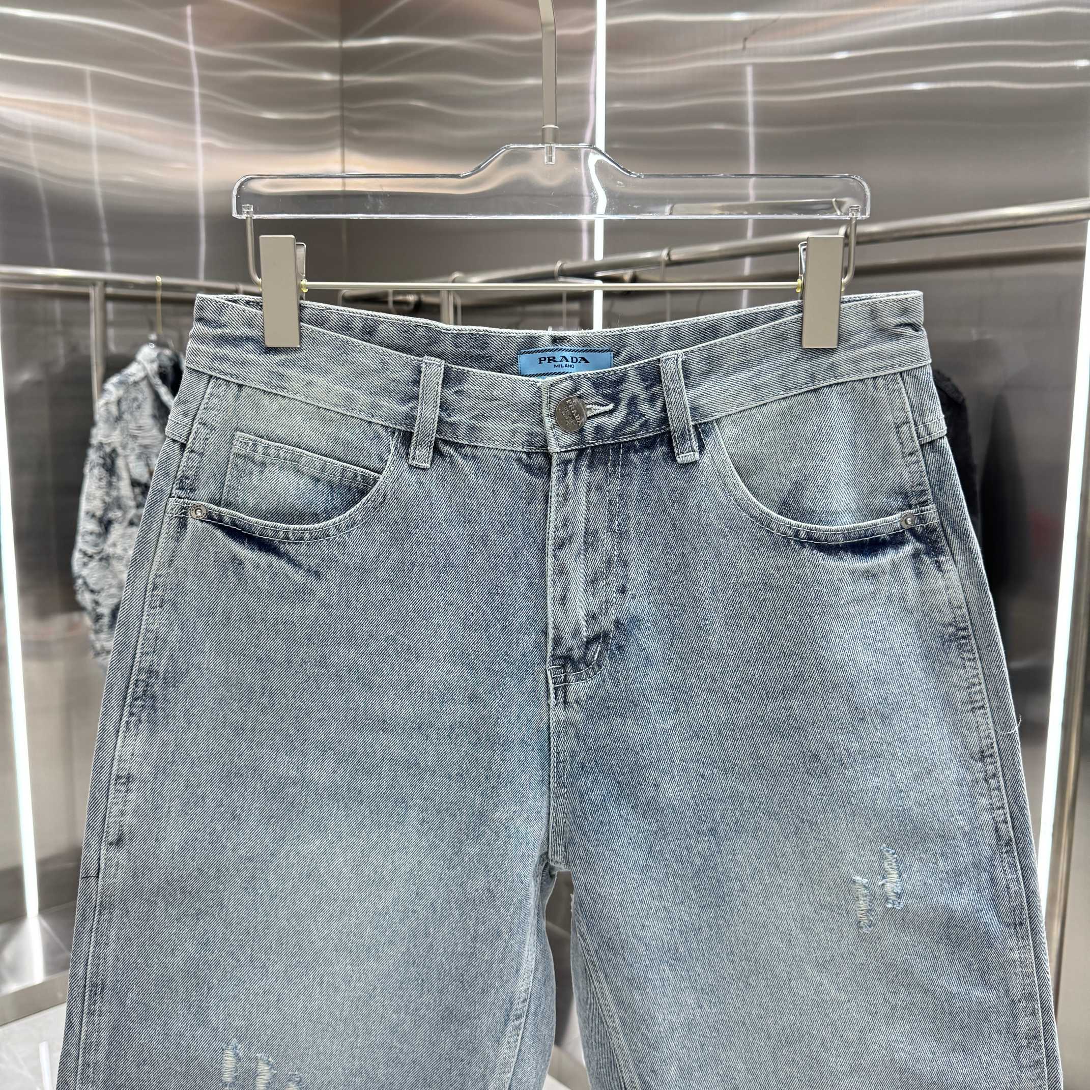 Prada 普拉达 字母植绒字母牛仔裤短裤