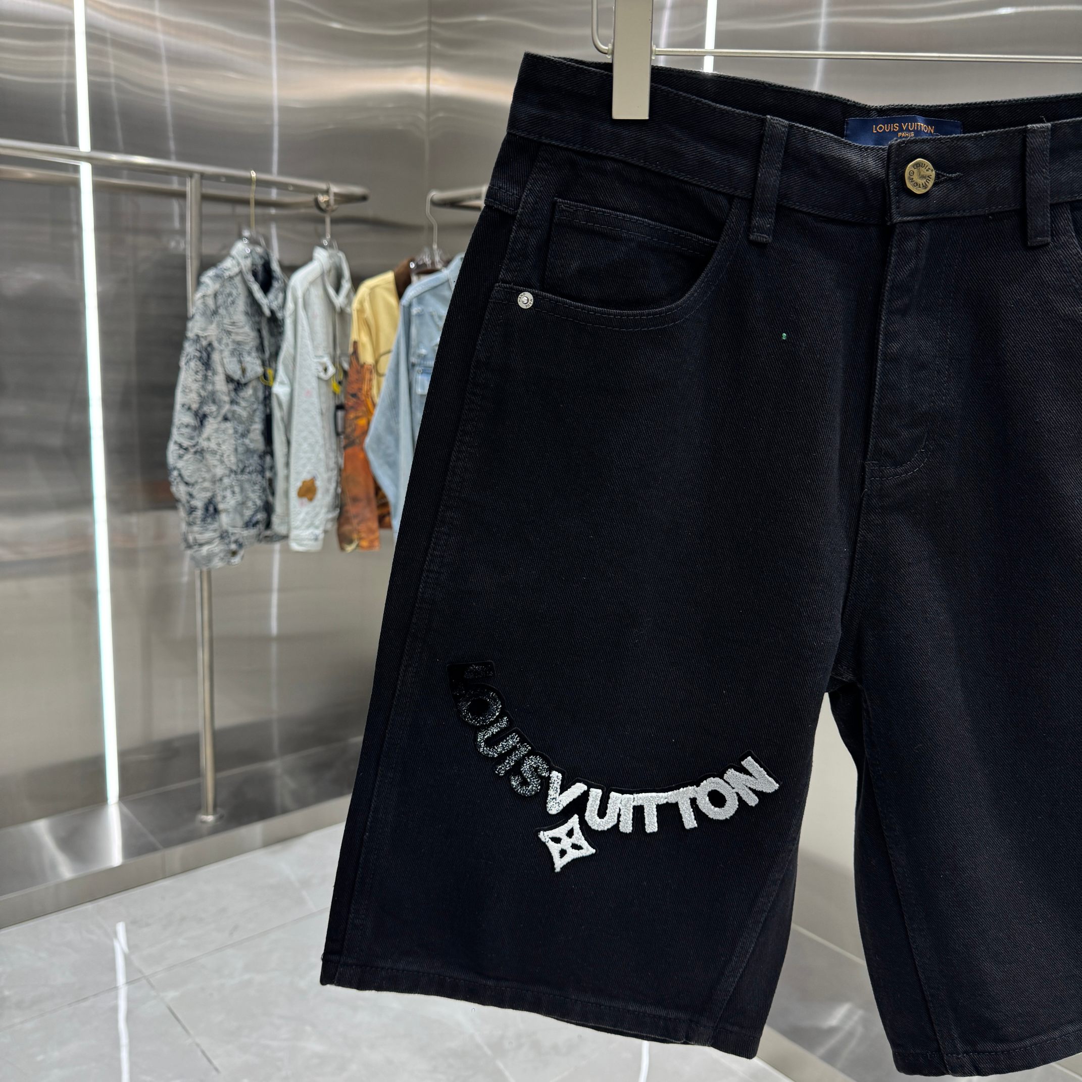 Louis Vuitton LV 路易 字母植绒字母牛仔裤短裤