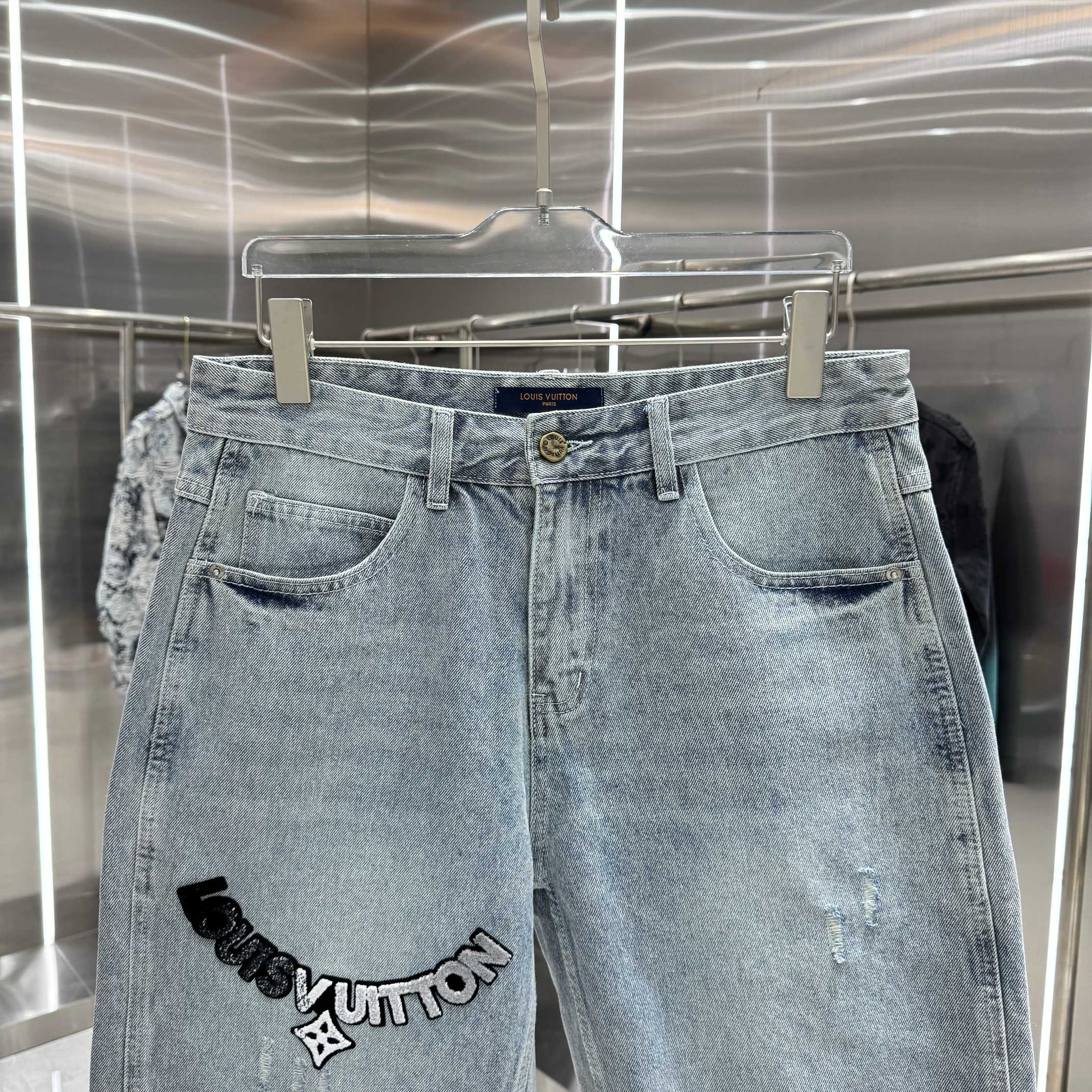 Louis Vuitton LV 路易 字母植绒字母牛仔裤短裤