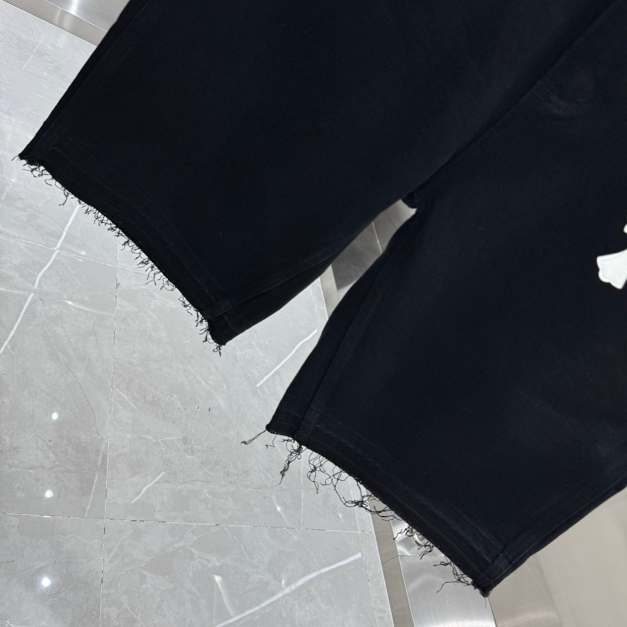 Chrome Hearts 克罗心 CH 十字架拼皮牛仔裤短裤