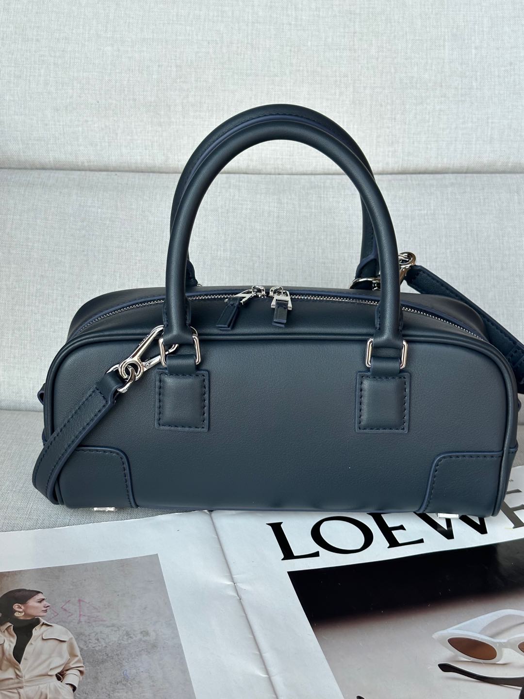 Loewe Amazona 23 Navy Nappa Leather Satchel Handbag with Anagram Lock 5 i1735368549762 307 0 3