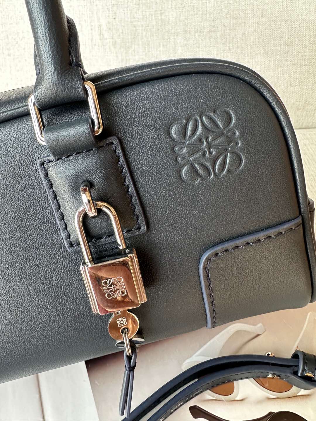 Loewe Amazona 23 Navy Nappa Leather Satchel Handbag with Anagram Lock 7 i1735368549762 4857 0 6