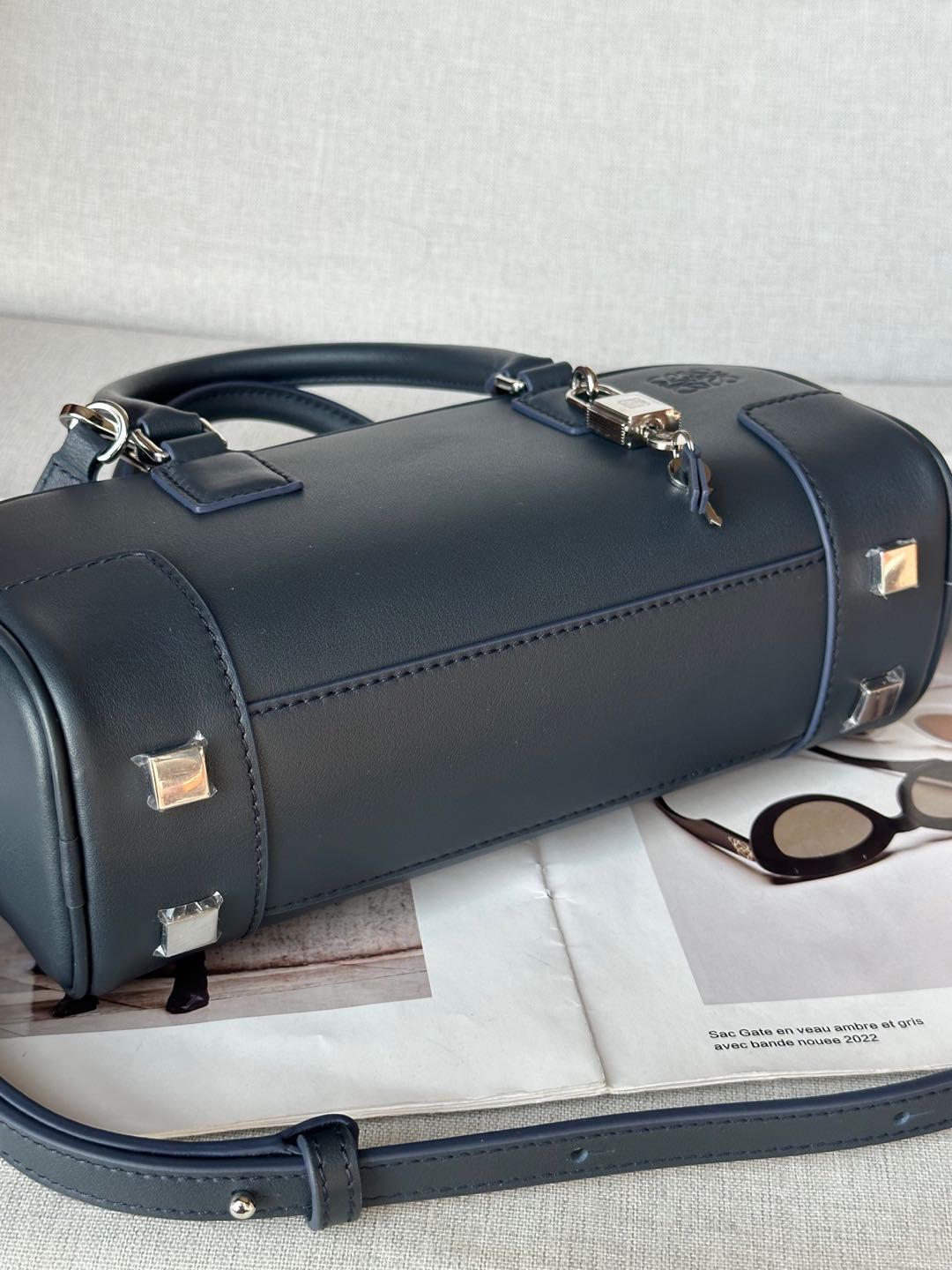 Loewe Amazona 23 Navy Nappa Leather Satchel Handbag with Anagram Lock 6 i1735368549762 4910 0 4