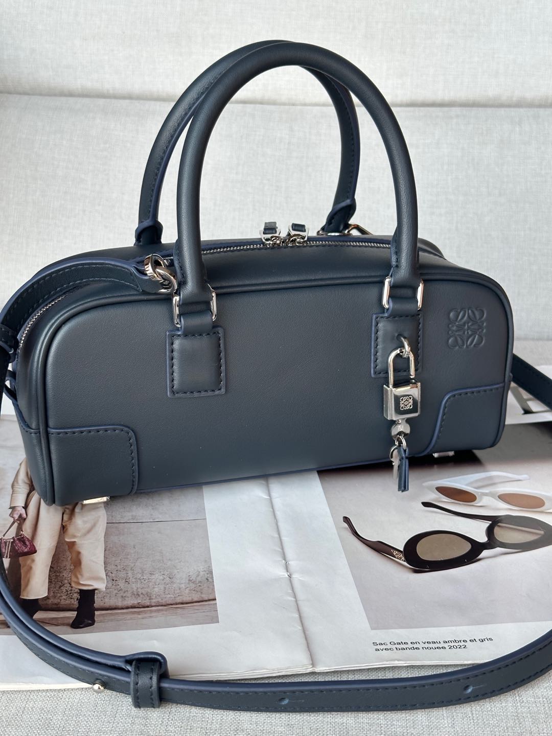 Loewe Amazona 23 Navy Nappa Leather Satchel Handbag with Anagram Lock 3 i1735368549762 6778 0 5