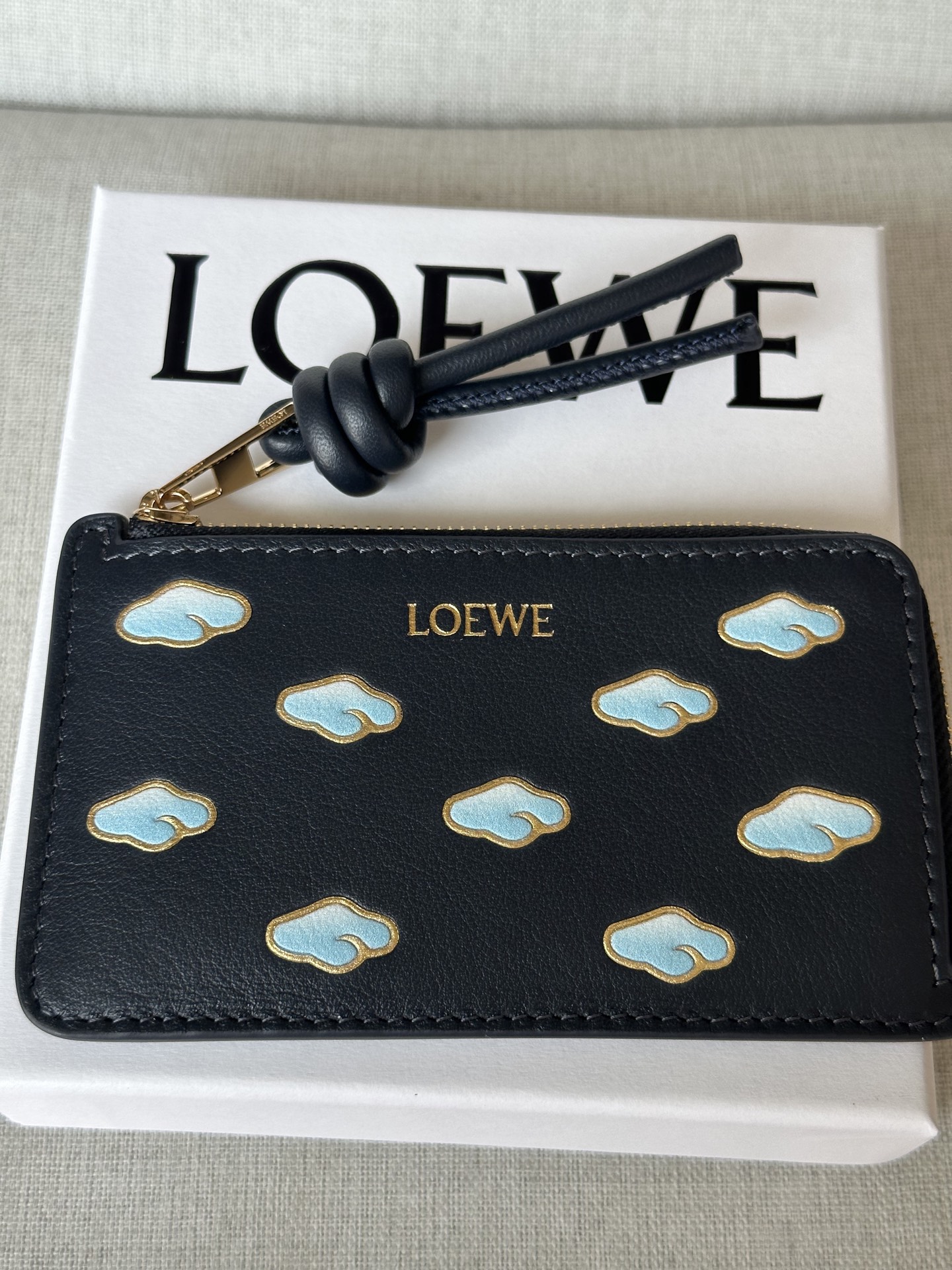 LOEWE Nappa Leather Coin Cardholder with Cloud Pattern - Navy Blue