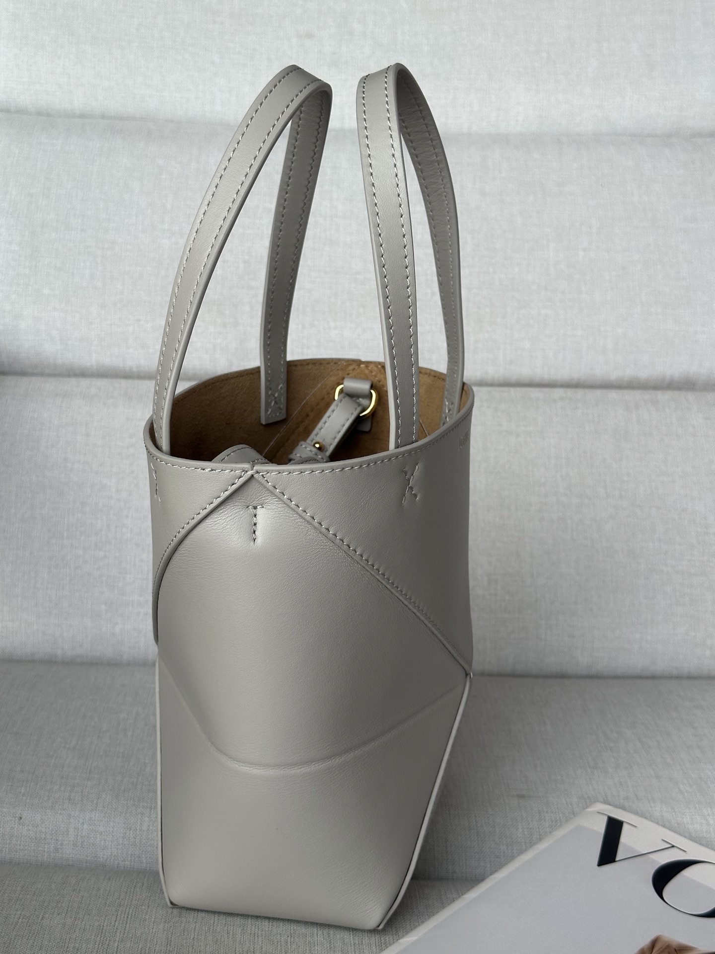 Loewe Puzzle Fold Mini Tote Bag, Shell Grey Leather 4 i1749366067032 4162 0 2