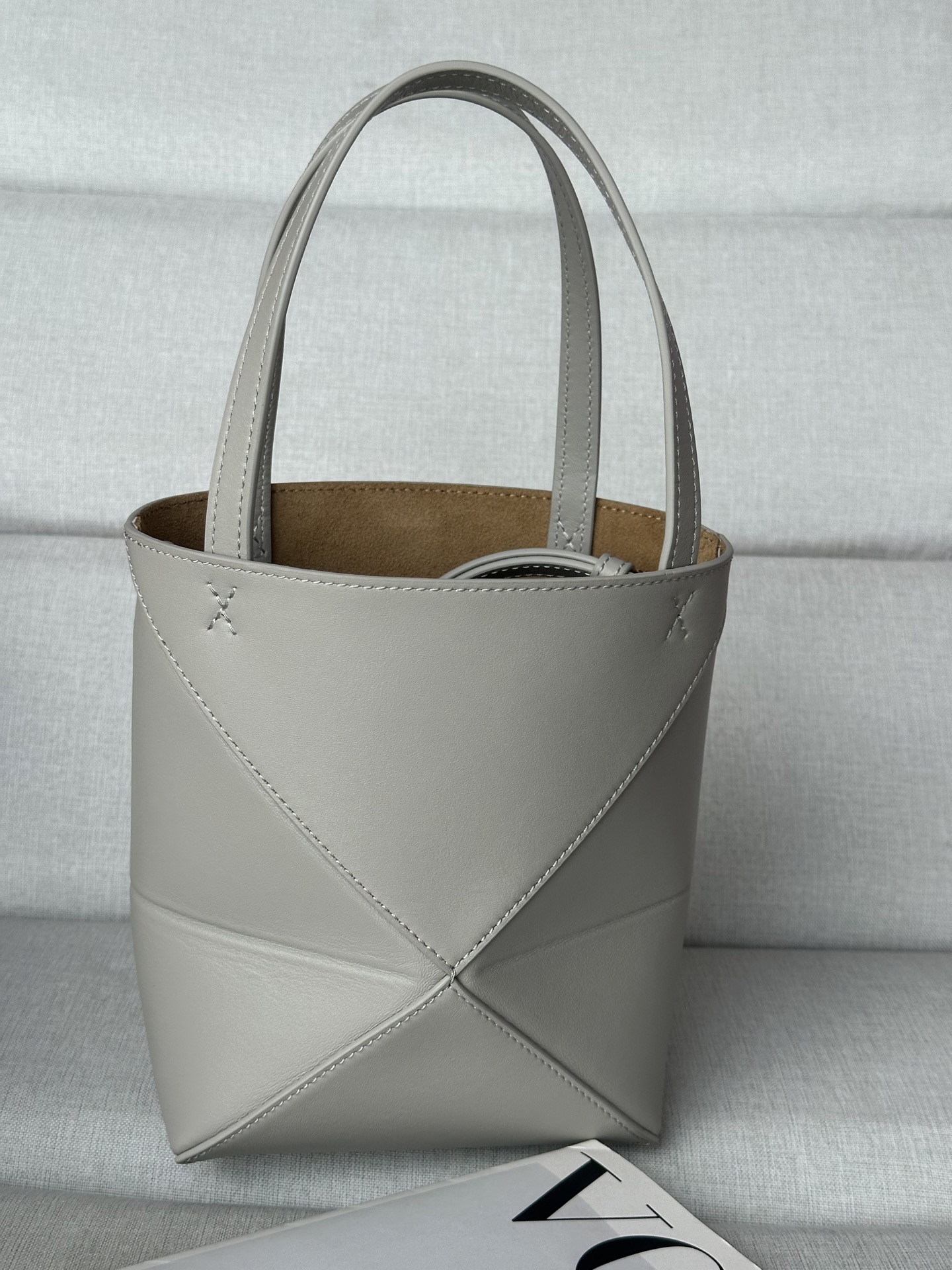 Loewe Puzzle Fold Mini Tote Bag, Shell Grey Leather 5 i1749366068273 6411 0 3