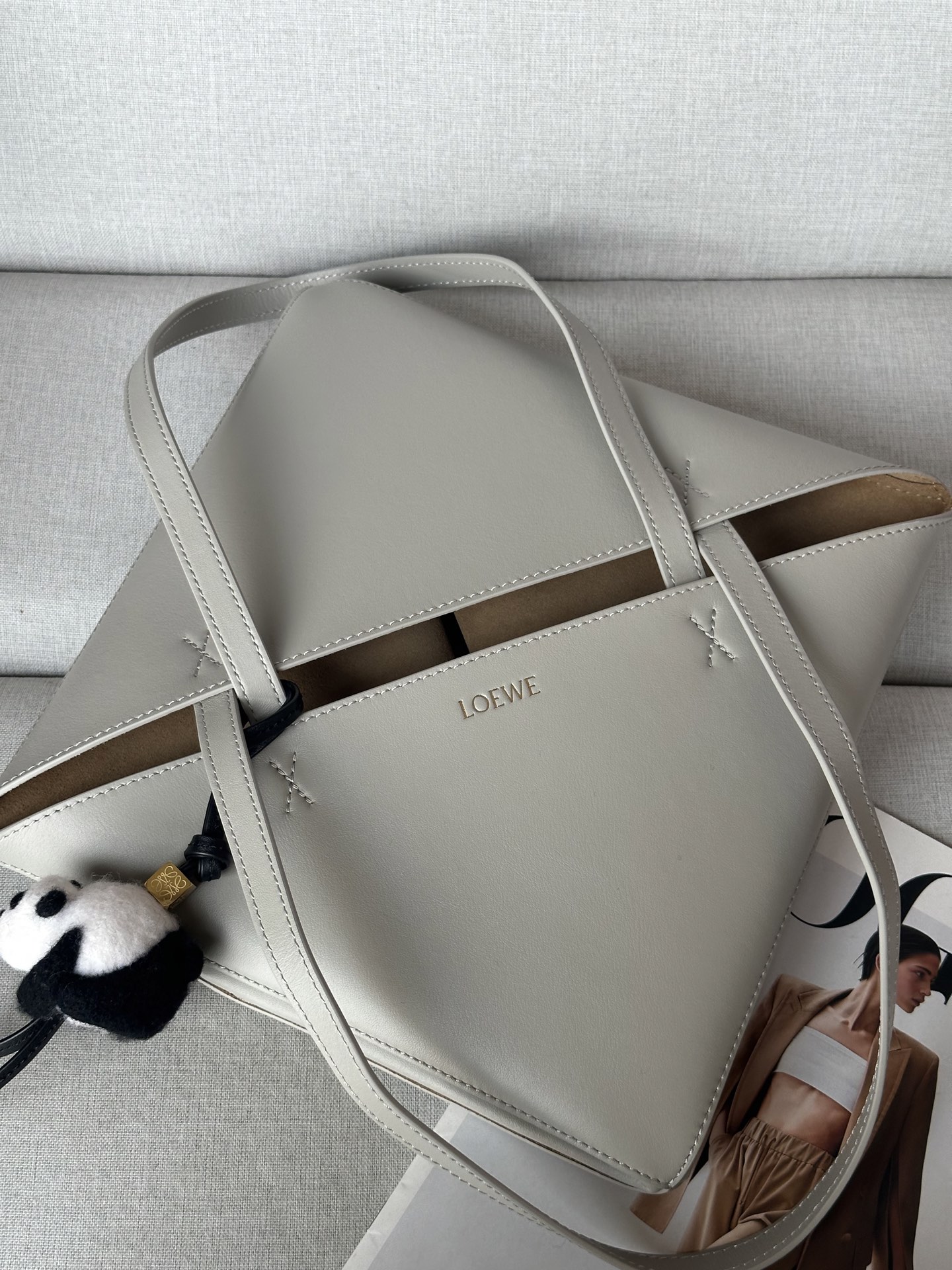 Loewe Puzzle Fold Tote Bag in Shell Gray Leather - Medium Size 8 i1749366751888 61 0 6