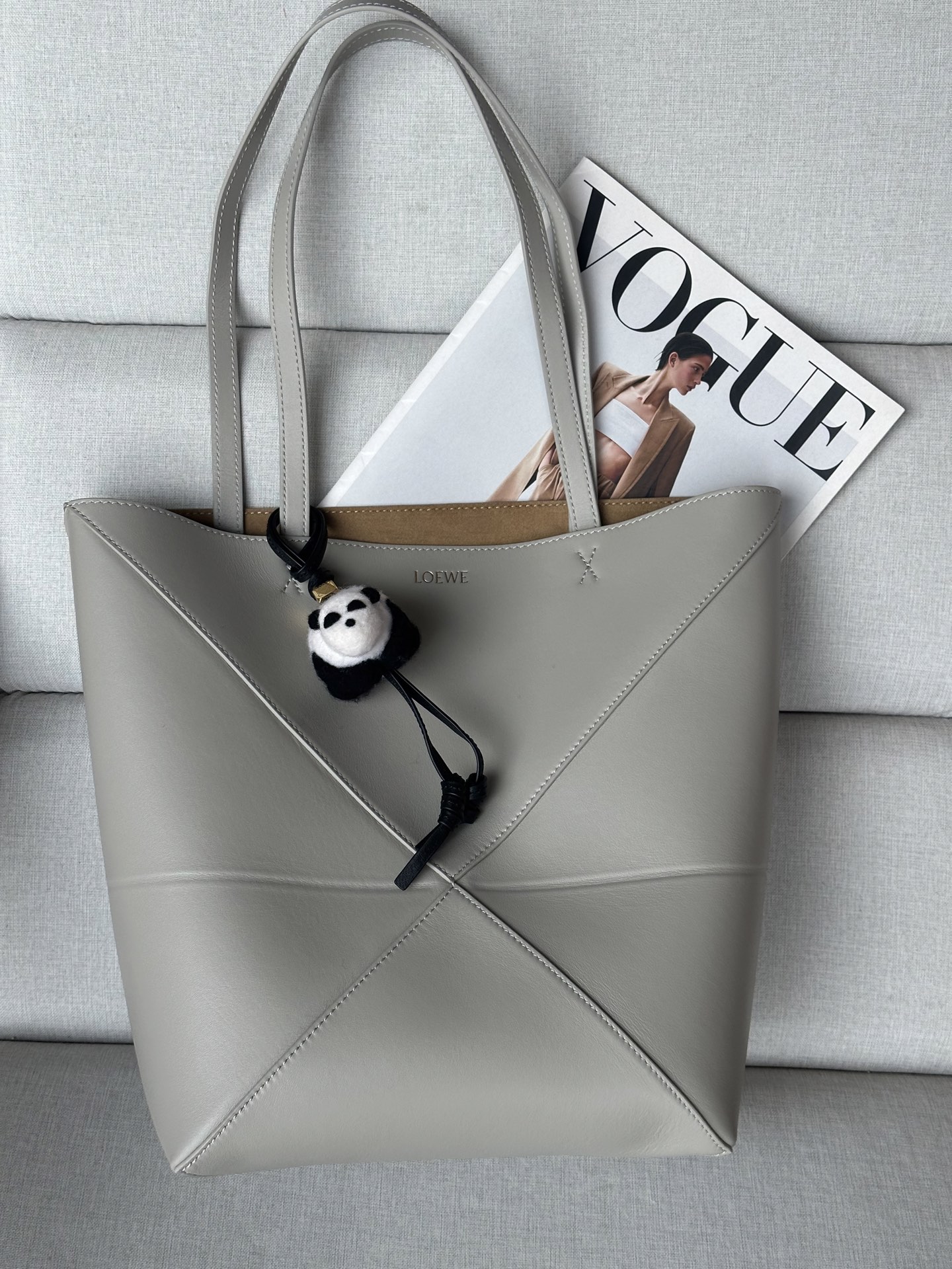 Loewe Puzzle Fold Tote Bag in Shell Gray Leather - Medium Size 2 i1749366751900 9455 0 4