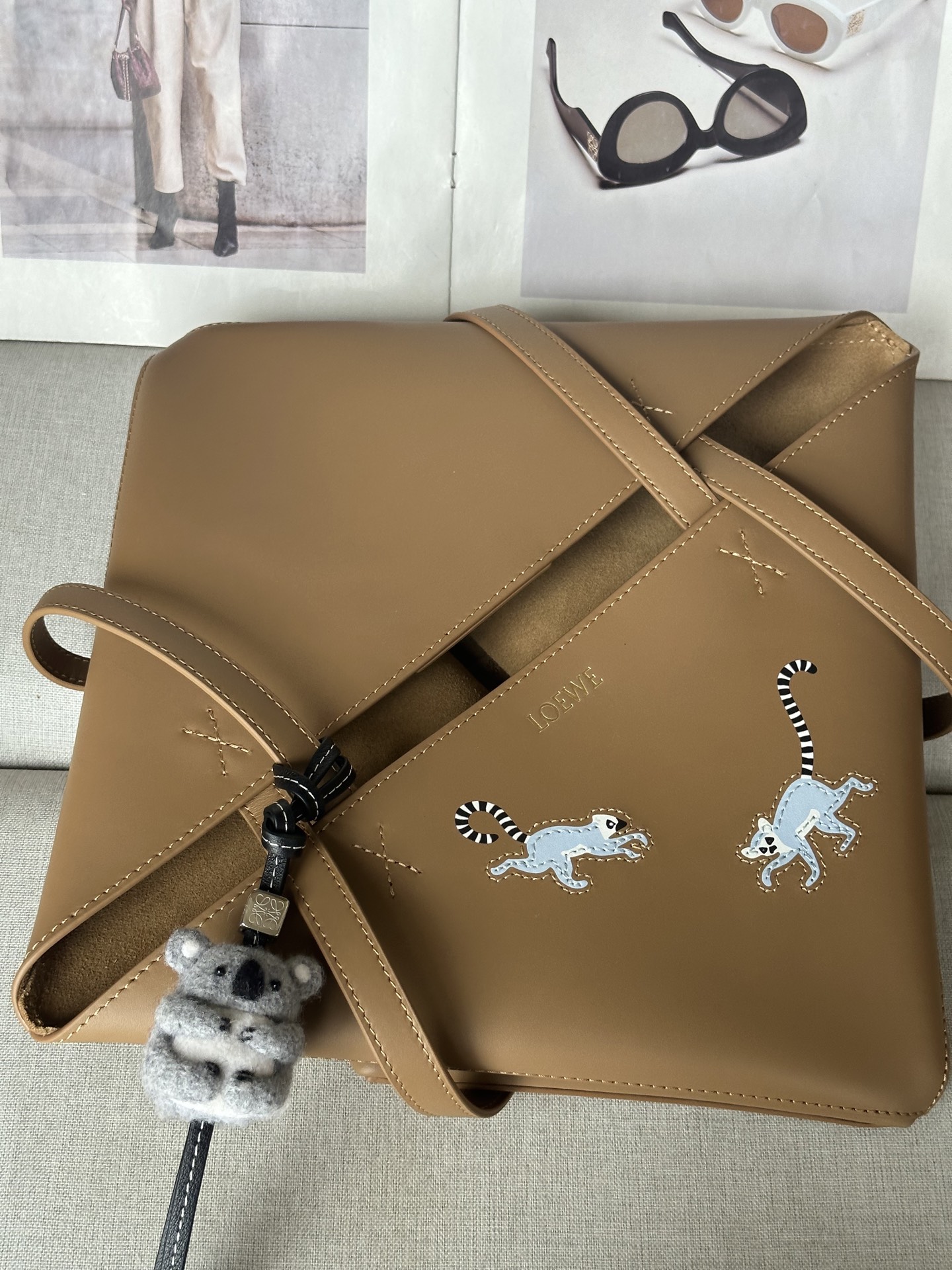 Loewe X SUNA FUJITA Puzzle Fold Tote Bag in Leather with Monkey Charm 5 i1749972421280 1430 0 8