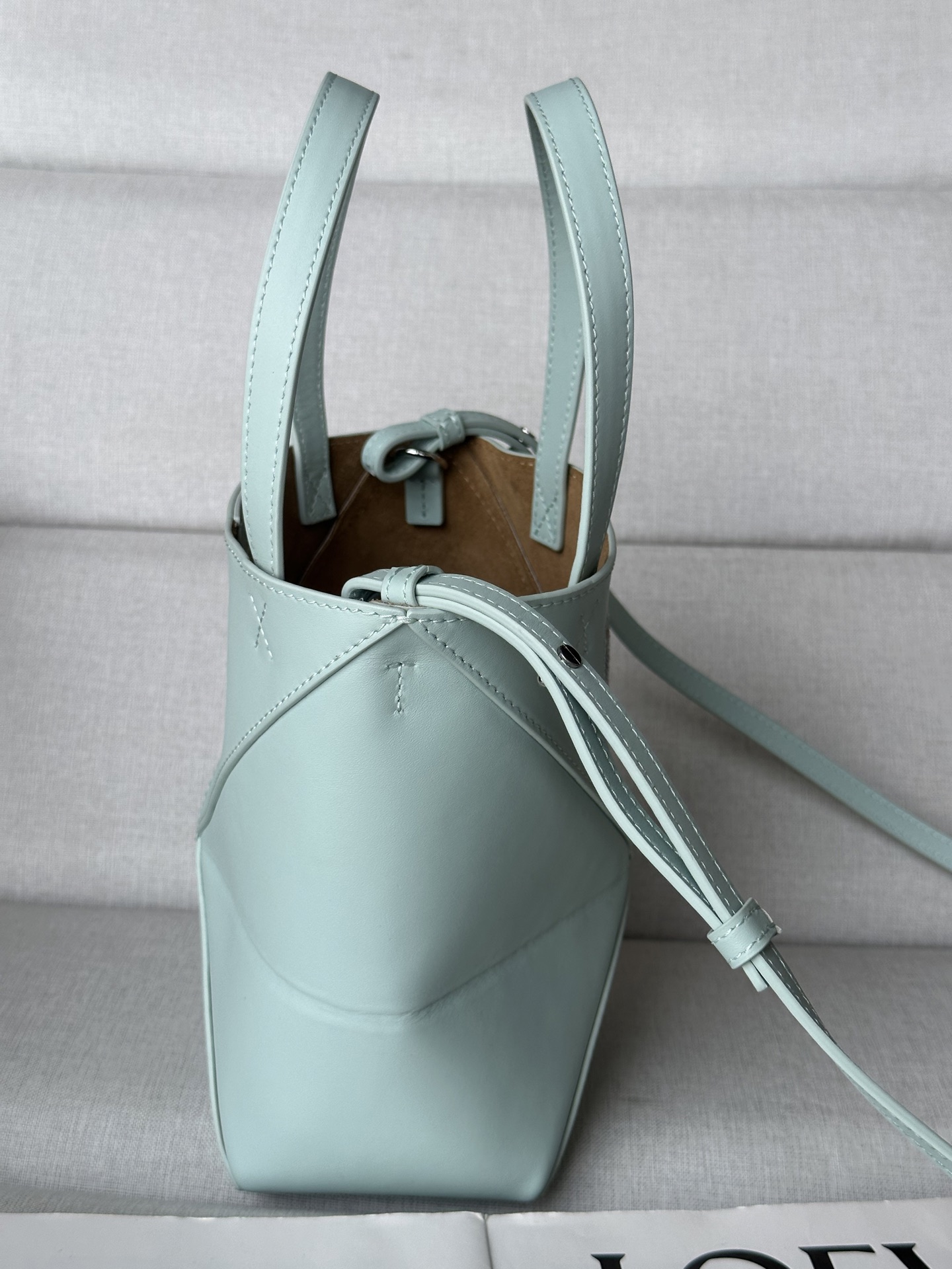 LOEWE Puzzle Fold Mini Tote Bag in Glossy Leather with Penguin Embroidery 6 i1749973910537 2624 0 4