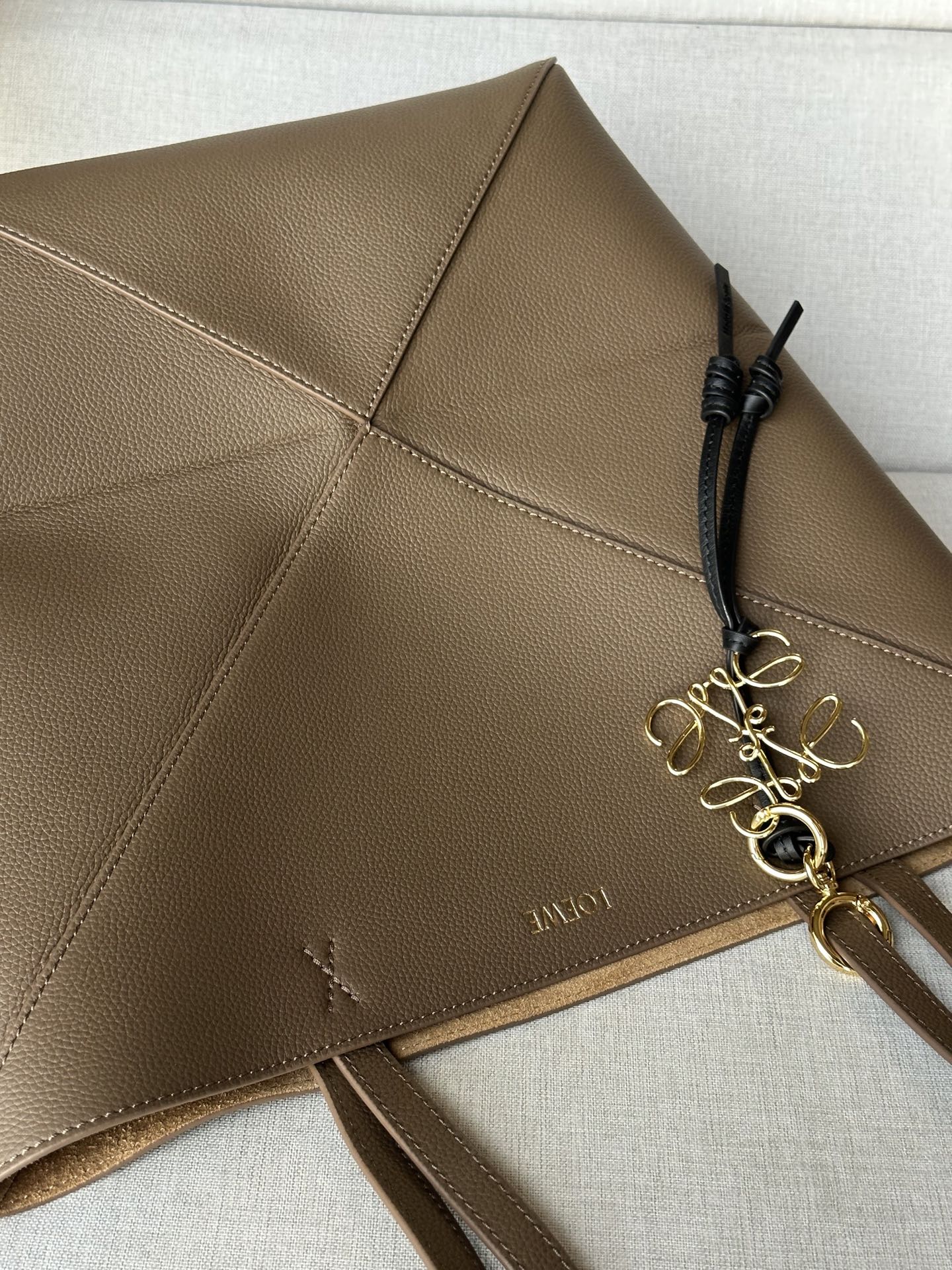 Loewe Small Puzzle Fold Tote Bag in Taupe Grained Leather 8 i1751356801910 5121 0 7