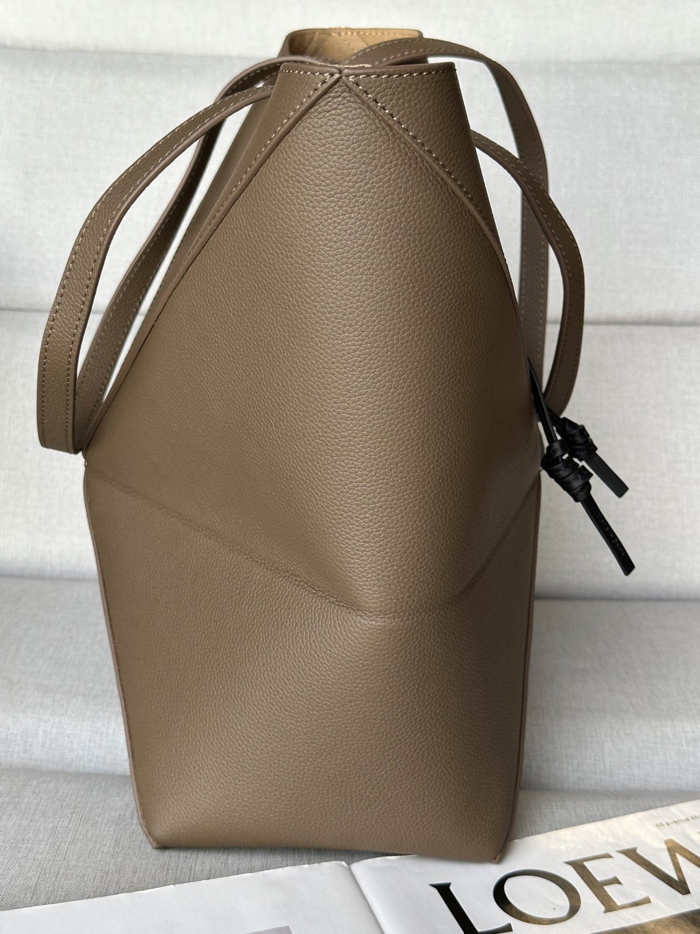 Loewe Small Puzzle Fold Tote Bag in Taupe Grained Leather 4 i1751356803417 9662 0 3