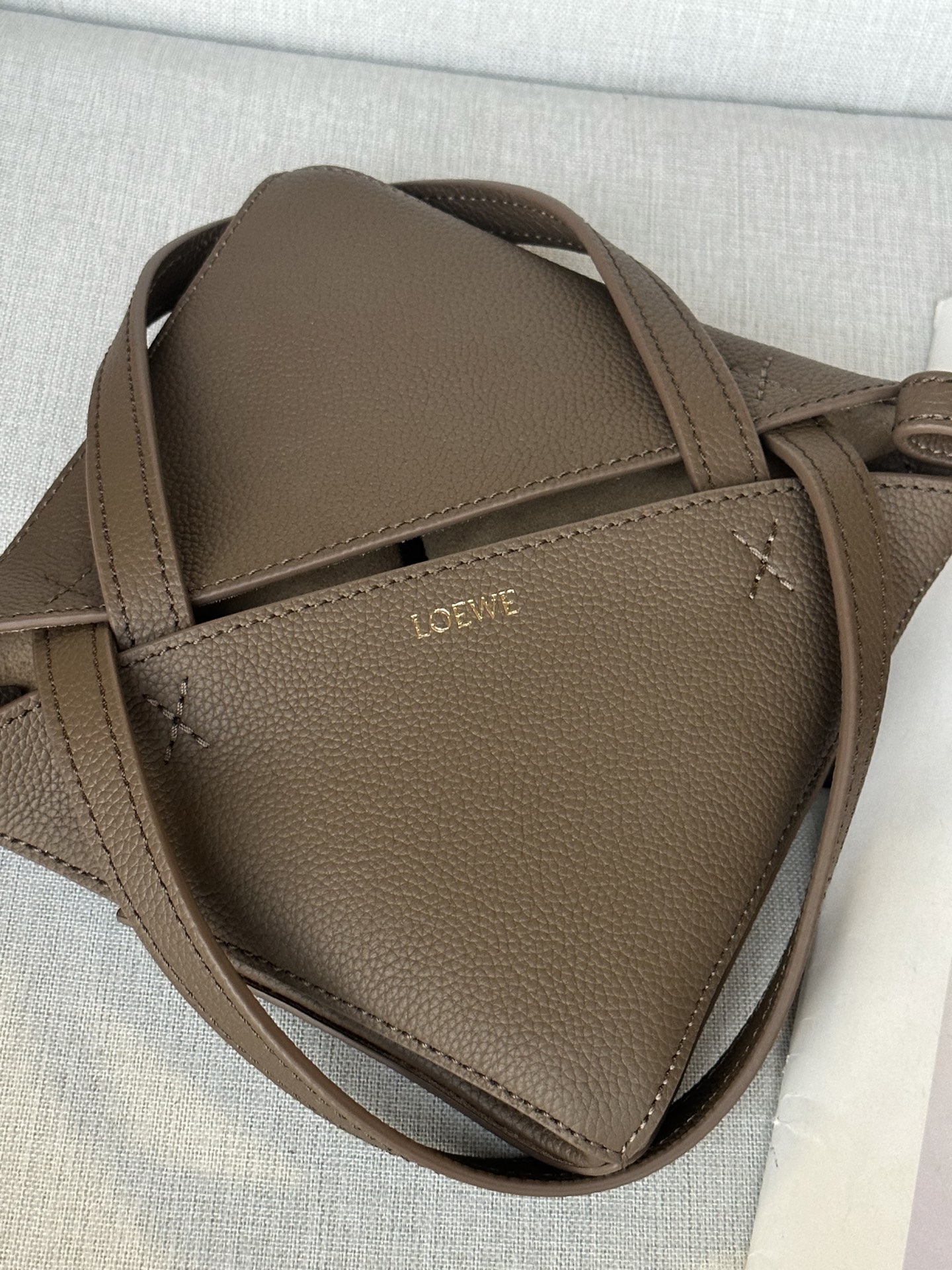 Loewe Mini Puzzle Fold Tote Bag in Taupe Grained Calfskin Leather 10 i1756031783986 2768 0 8