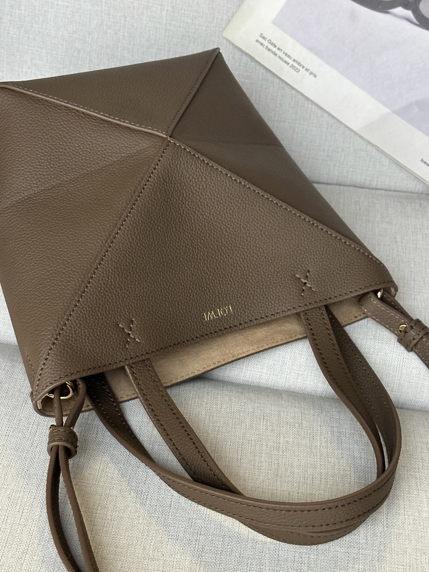Loewe Mini Puzzle Fold Tote Bag in Taupe Grained Calfskin Leather 6 i1756031783986 560 0 4