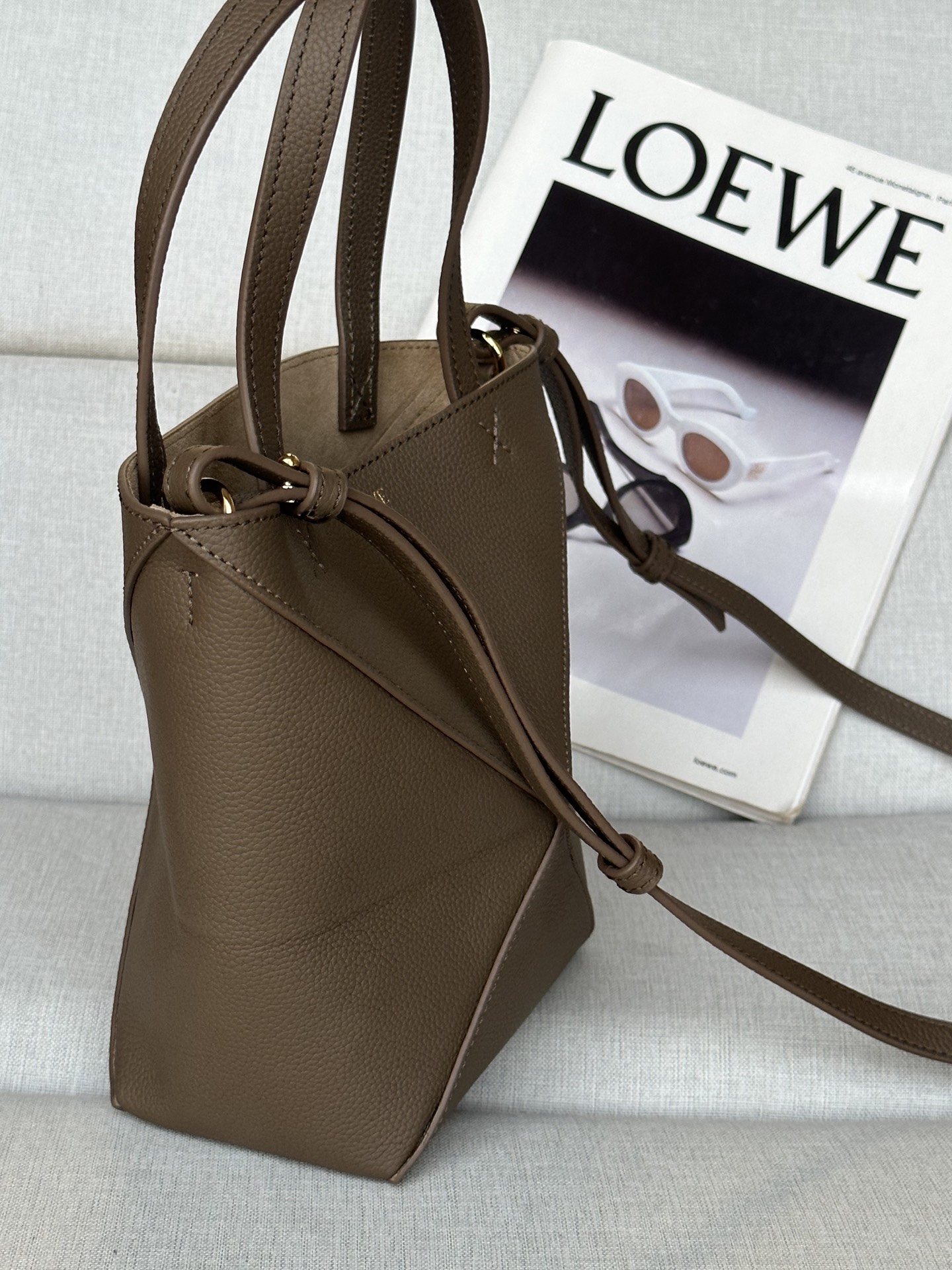 Loewe Mini Puzzle Fold Tote Bag in Taupe Grained Calfskin Leather 5 i1756031785722 7434 0 2