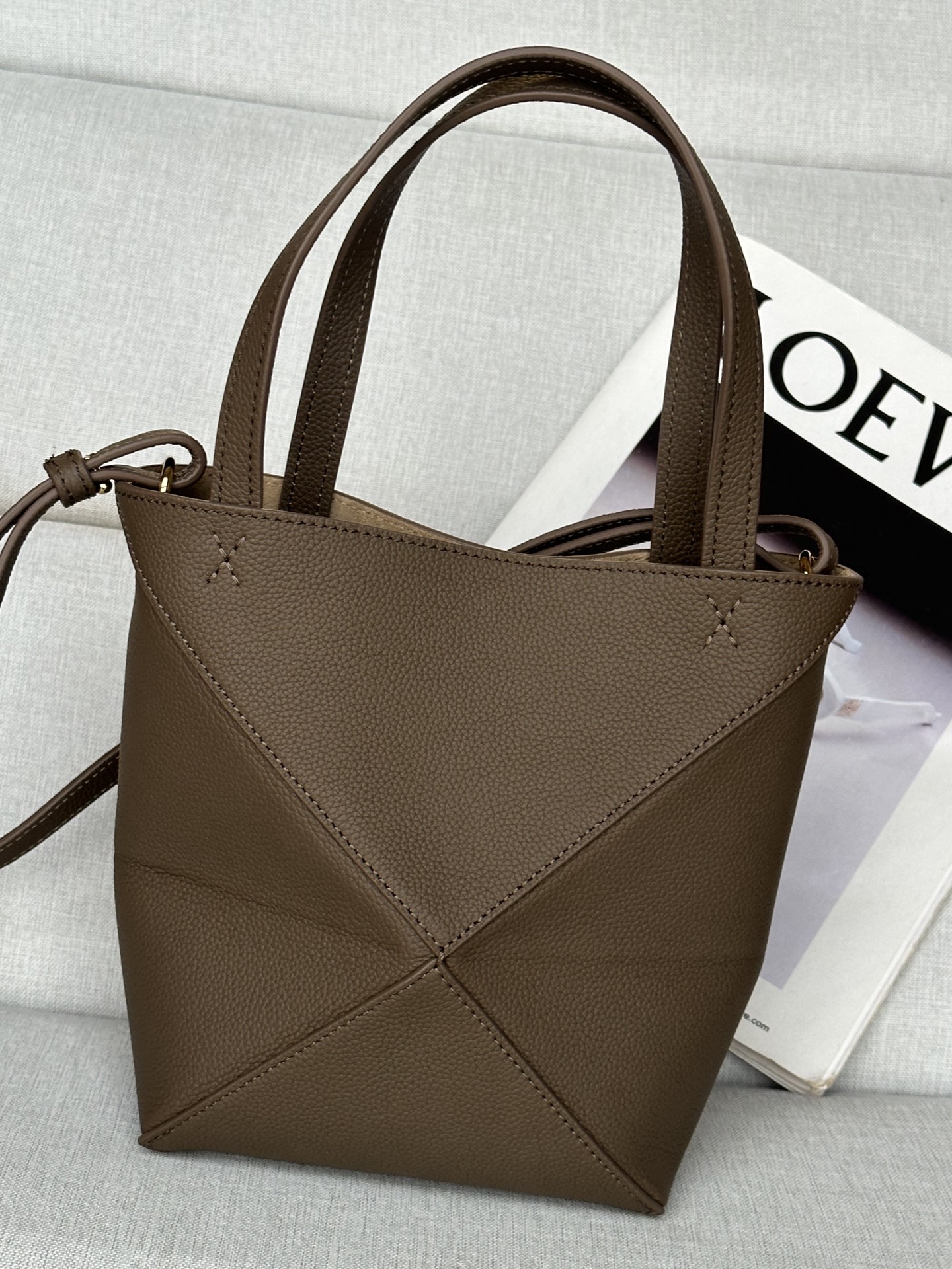 Loewe Mini Puzzle Fold Tote Bag in Taupe Grained Calfskin Leather 4 i1756031785723 975 0 3