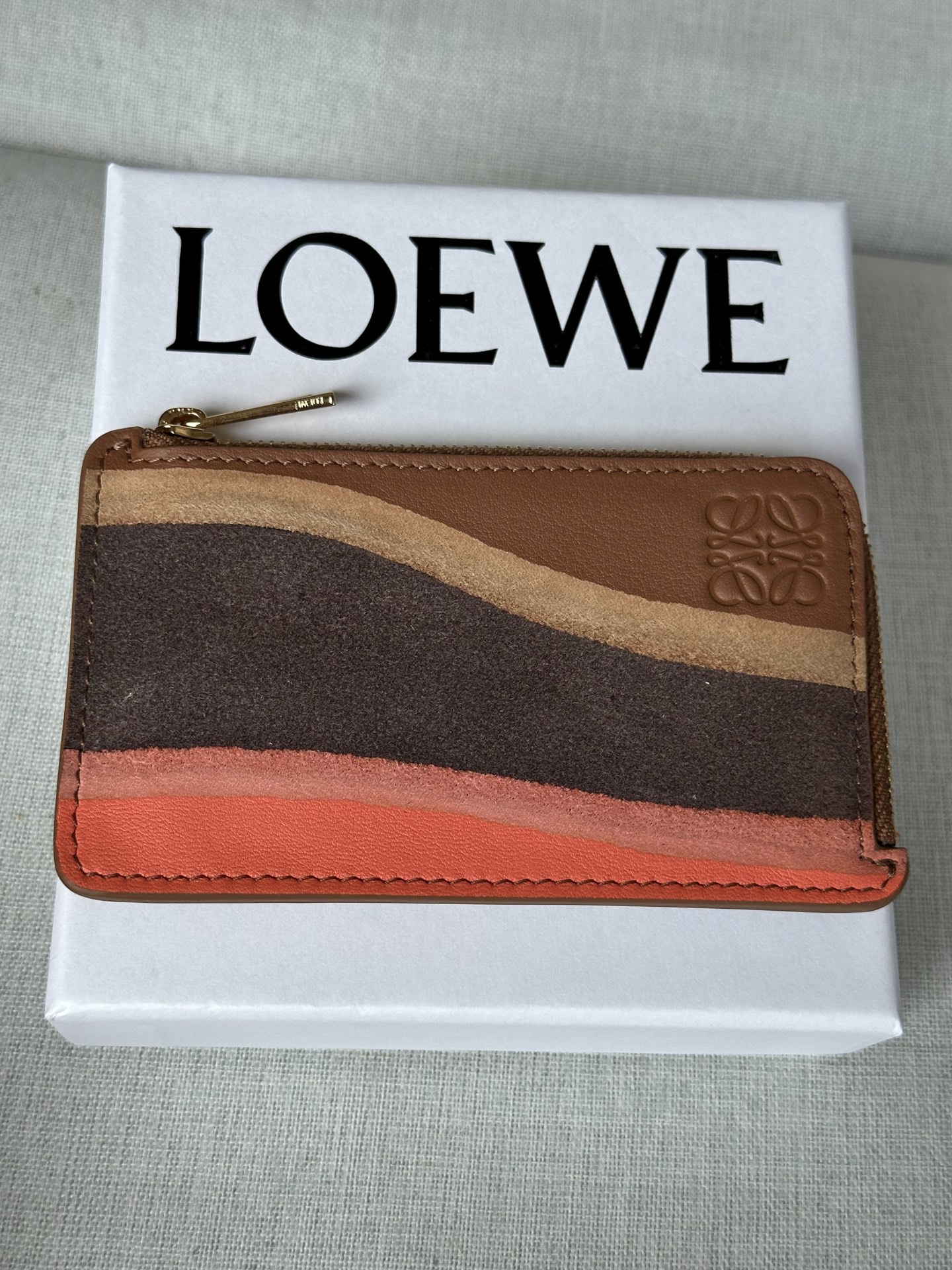 LOEWE Landscape Zipped Cardholder in Nappa Leather and Suede 4 i1756275983903 8066 0 8