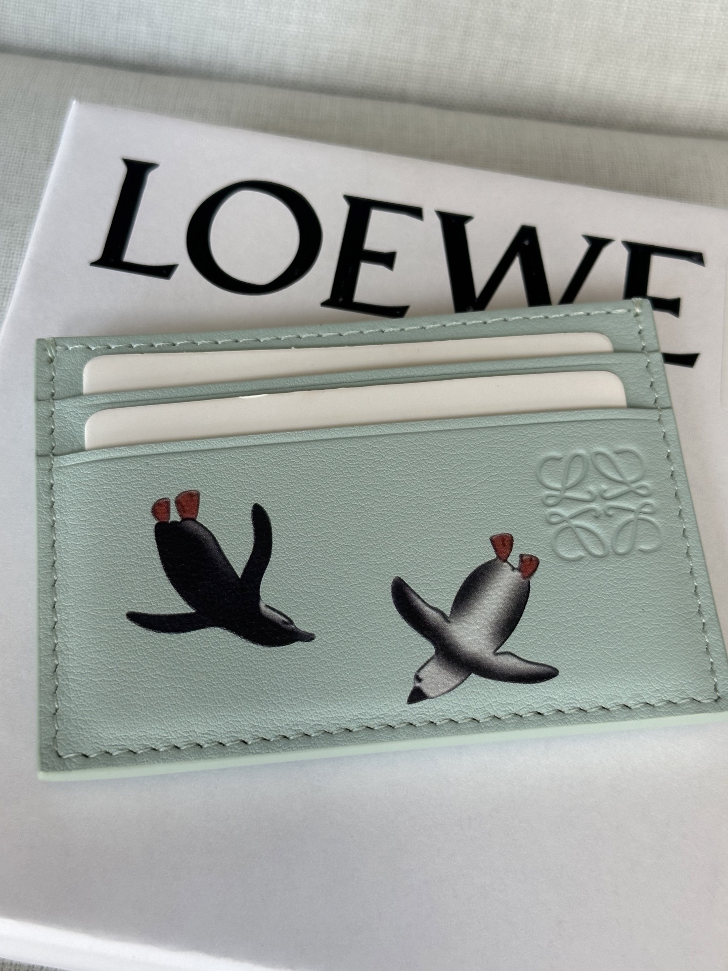 LOEWE x Suna Fujita Penguin Card Holder, Glacier Blue, Leather 3 i1757661956022 4077 0 1