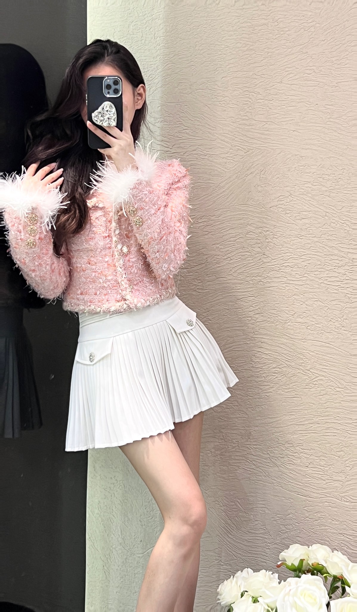 Chanel Clothing Coats & Jackets Pink White Weave Wool Spring Collection