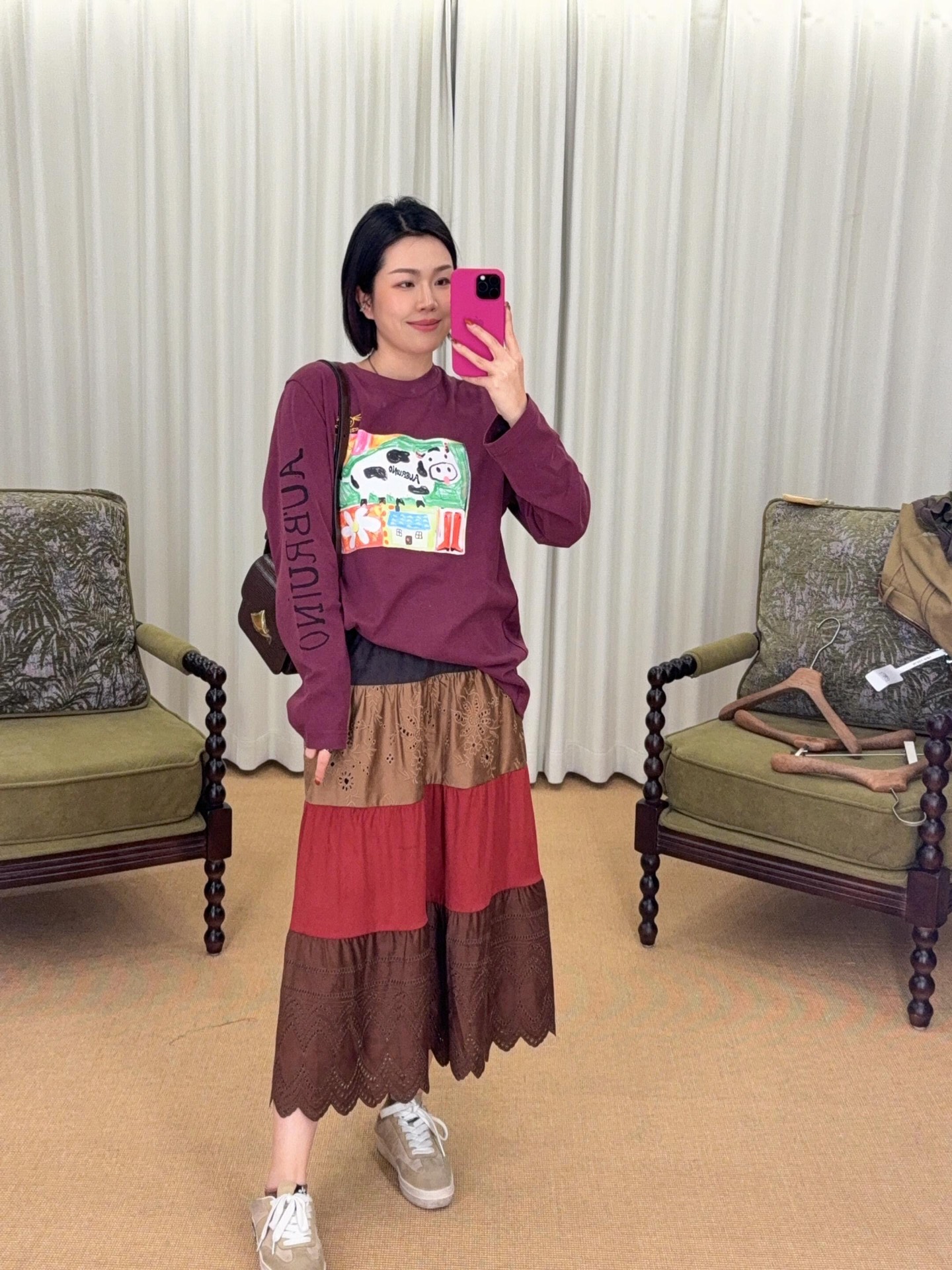 NO:320854,Batch AUBRUI*O 2025ss Spring and Summer New Style Cow Farm Printed Long Sleeve T-shirt | Exclusive high-end production!  A must-have piece of grass planting at a glance. The cotton and lycel fabric are blended, soft and skin-friendly. The pattern is especially like a child's essay, which is cute!  S/M/L, tees, t-shirt, alexander wang19860909批 AUBRUI*O 2025ss春夏新款 奶牛农场印花长袖T恤丨独家高版出品！ 一眼种草必入的一件.棉与莱赛尔面料混纺 ,软软的很亲肤,图案特别像是小孩子的随笔画,可可爱爱！现货发售S/M/L,,tees，t-shirt,alexander wang,Women's clothing