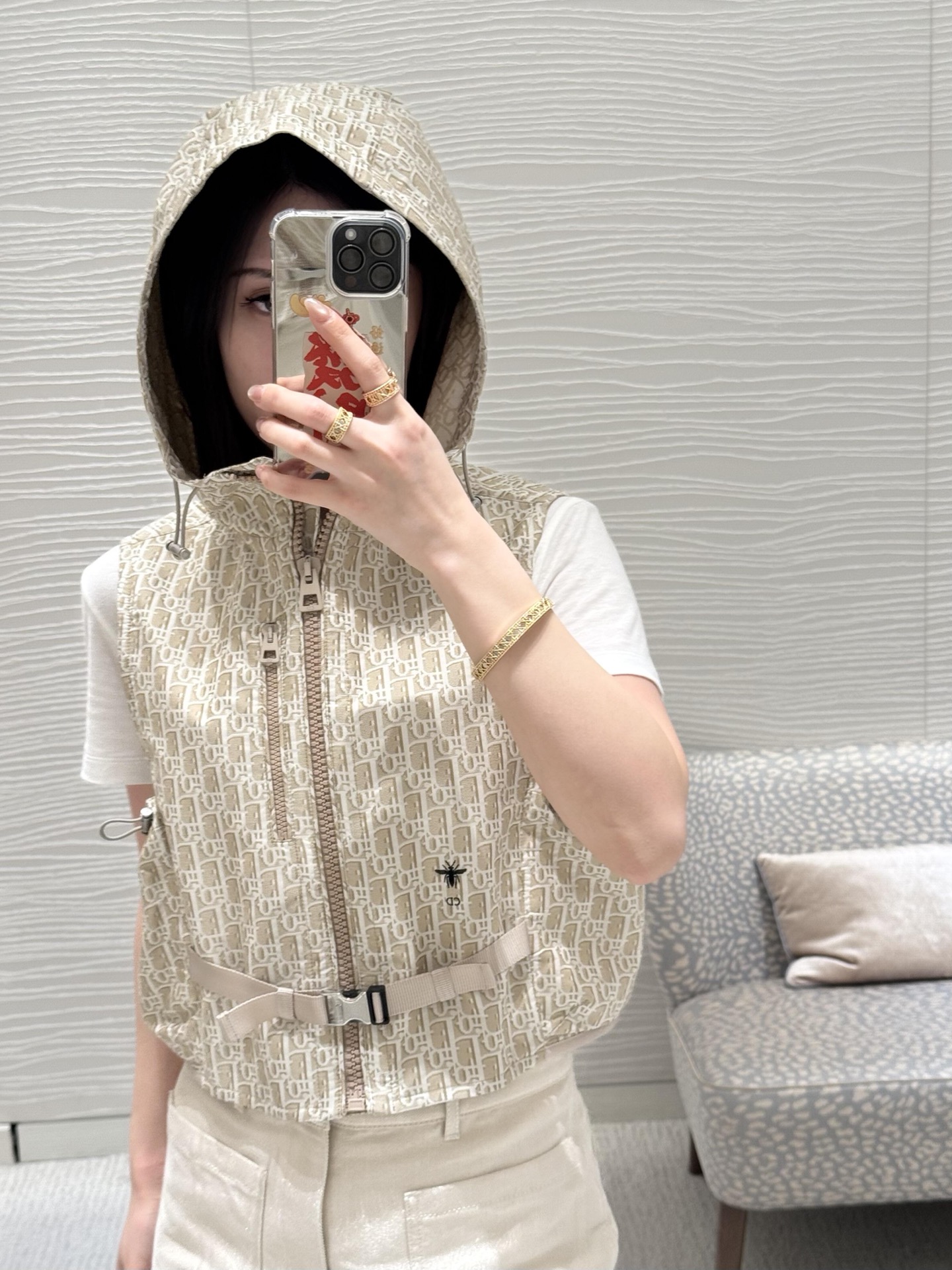 NO:320037,Batch Dio* 25Ss early spring new style jacquard hooded vest jacket | Exclusive yb development!  High-end production!  Imported jacquard charge material is crisp and stylish, full of texture. The whole body is highlighted by large-area brand logo jacquard. It highlights the high-end positioning with the letters on the back. The symmetrical silhouette pocket on the waist and waist. It is designed with drawstring and buckle. It is portable and practical to increase the sense of layering. It is highly recommended. The quality of workmanship depends on the details!  S/M/L, dior, jackets & coats,hats,alexander wang19860909批 Dio* 25Ss早春新款 提花冲锋连帽马甲外套丨独家yb开发！高版出品！进口提花冲锋材质挺括有型 质感十足 通体以大面积品牌徽标提花为亮点 配合后背字母彰显高端定位 马甲腰侧对称廓形口袋 配合抽绳带扣设计 便携实用增加层次感 强烈推荐单品 做工品质看细节！现货发售S/M/L,,dior,jackets & coats,hats,alexander wang,Women's clothing