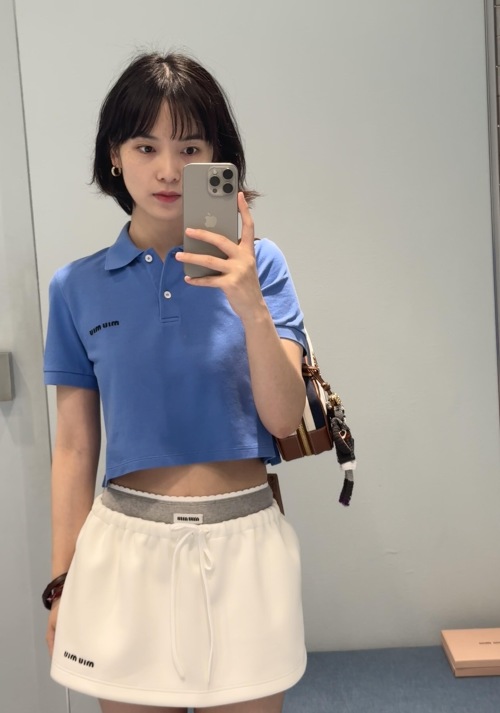 Miu Miu Women's Cropped Polo Shirt - Stylish and Comfortable 1 Miu Miu Women's Cropped Polo Shirt - Stylish and Comfortable