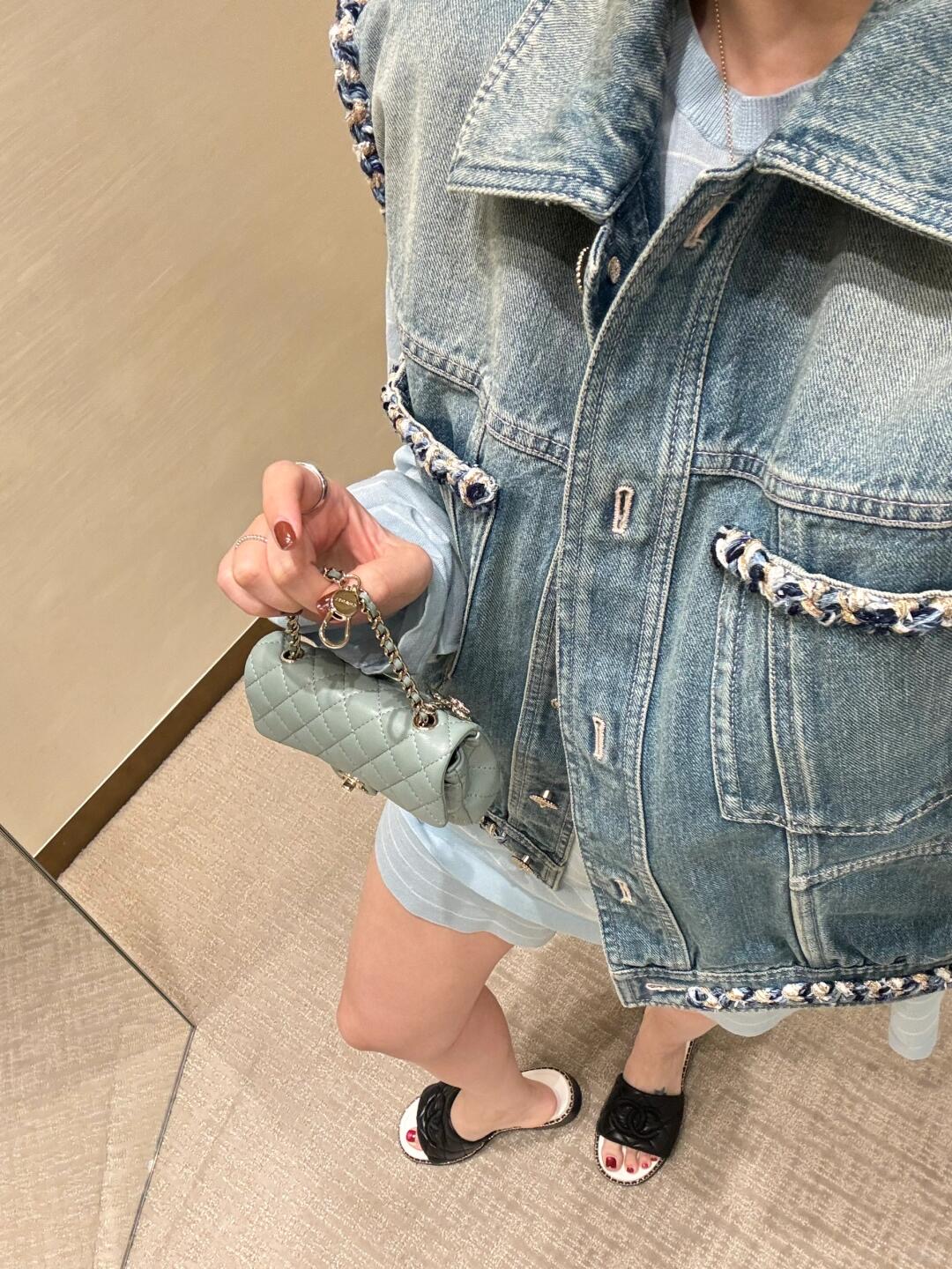 Chanel Denim Vest: Vintage Wash, Hand-Woven Trim, Slim Fit - Must-Have Layering Piece 10 i1750739023458 5354 0 8