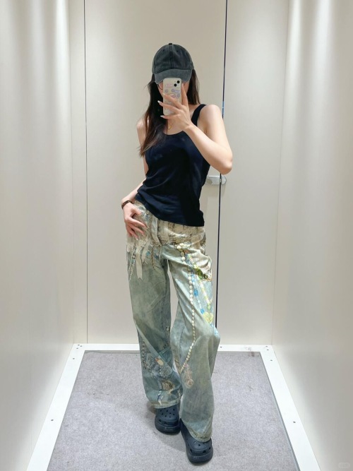 Acne Studios 1981 Wide-Leg Jeans With Lace and Glass Bead Embellishments 1 Acne Studios 1981 Wide-Leg Jeans With Lace and Glass Bead Embellishments