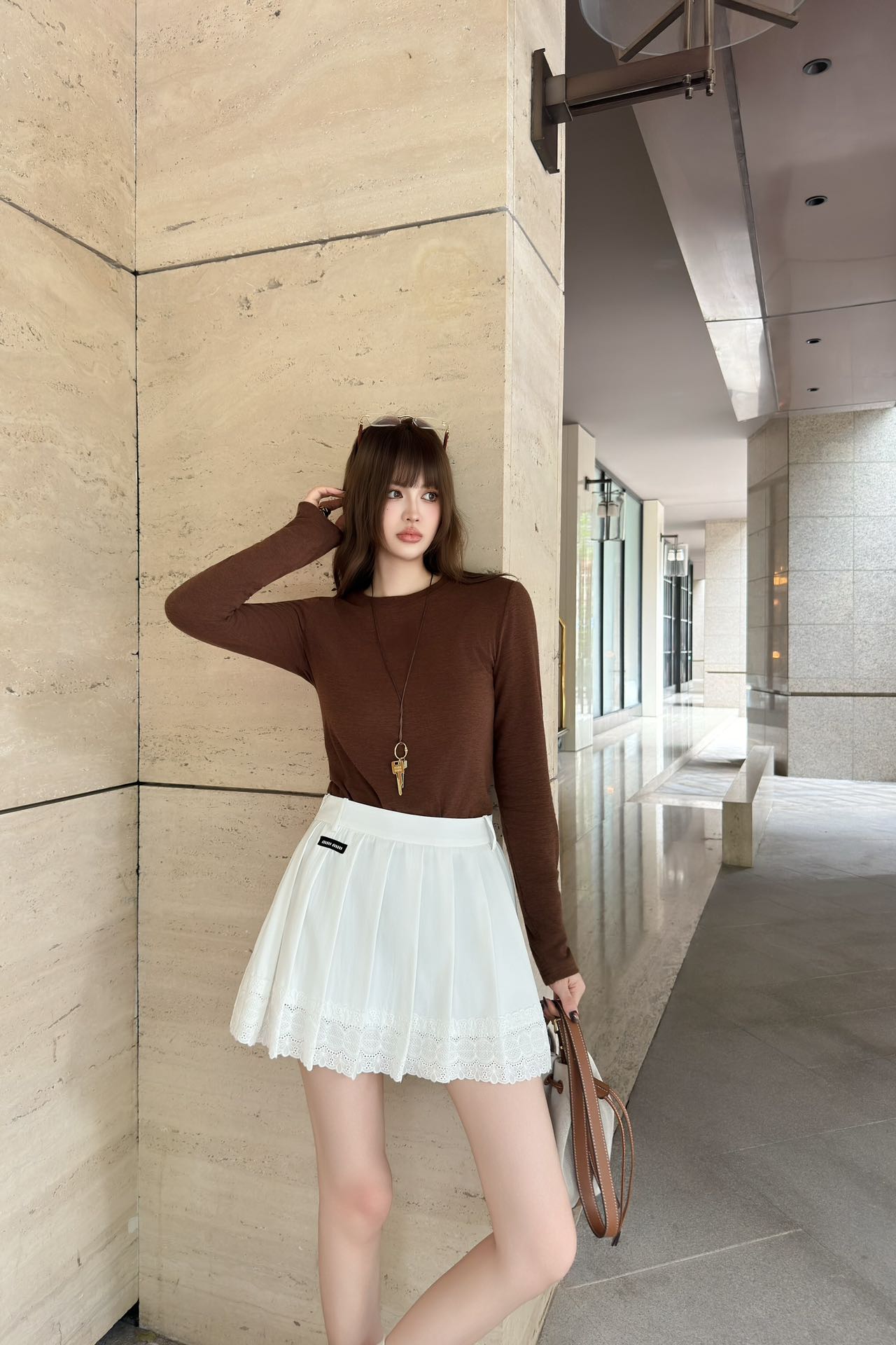 Miu Miu Lace Trim Pleated Mini Skirt, Early Autumn
