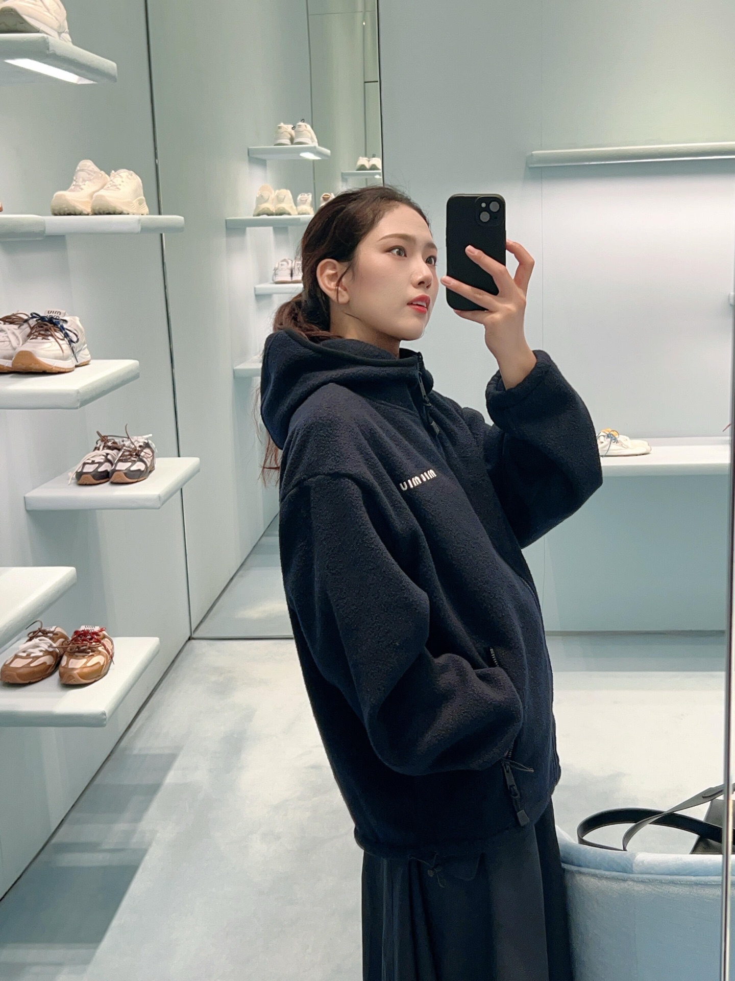 Miu Miu Fleece Hoodie Jacket with Embroidered Logo - Casual & Stylish 4 i1756201497065 5717 0 2