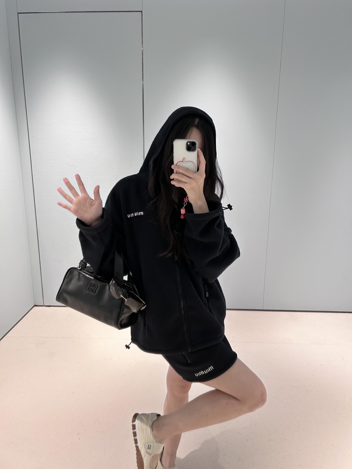 Miu Miu Fleece Hoodie Jacket with Embroidered Logo - Casual & Stylish 6 i1756201500414 9813 0 4