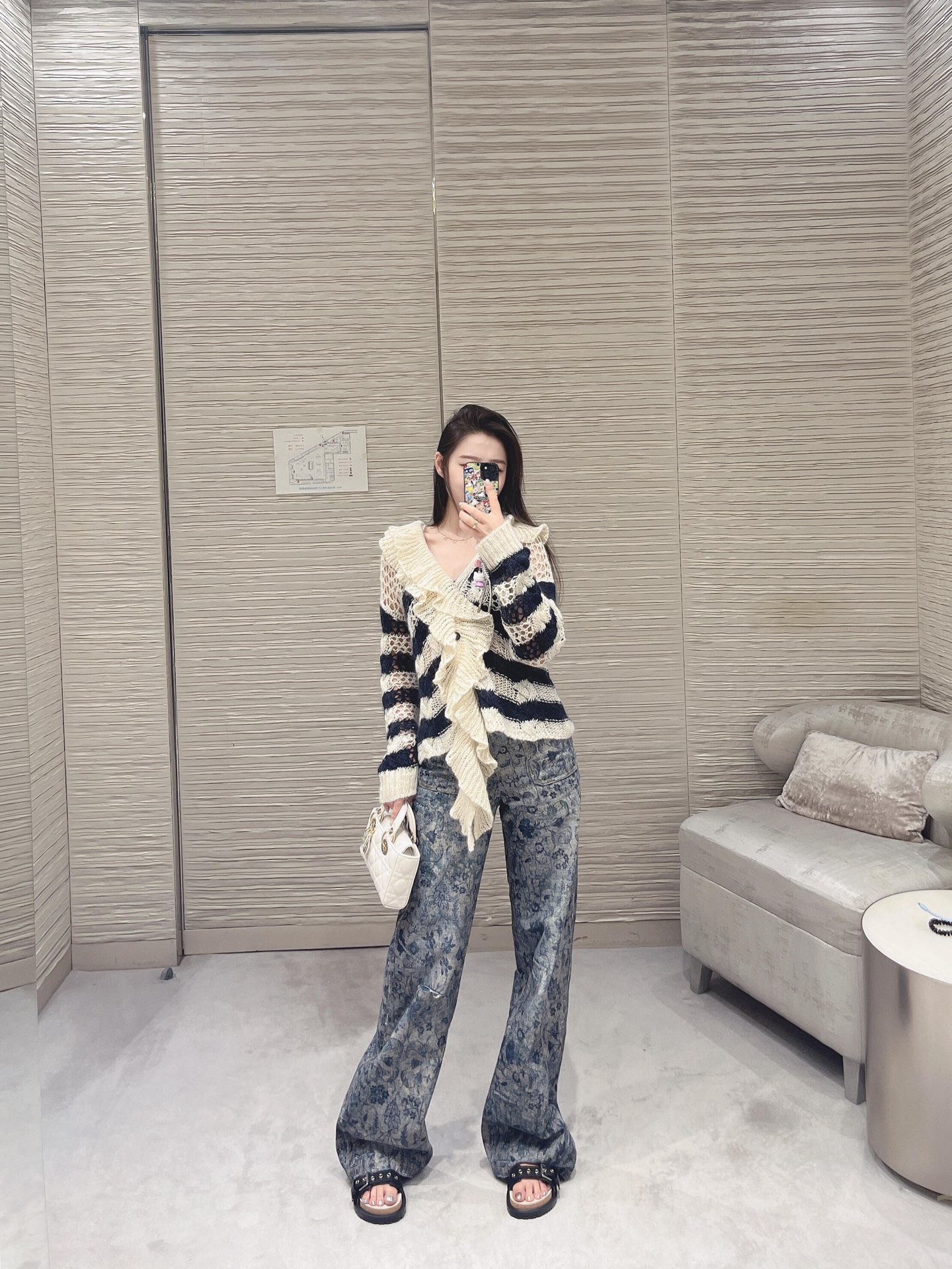 Dior Striped Knit Cardigan with Detachable Ruffle Collar - Versatile & Chic 3 i1757659771747 5181 0 1