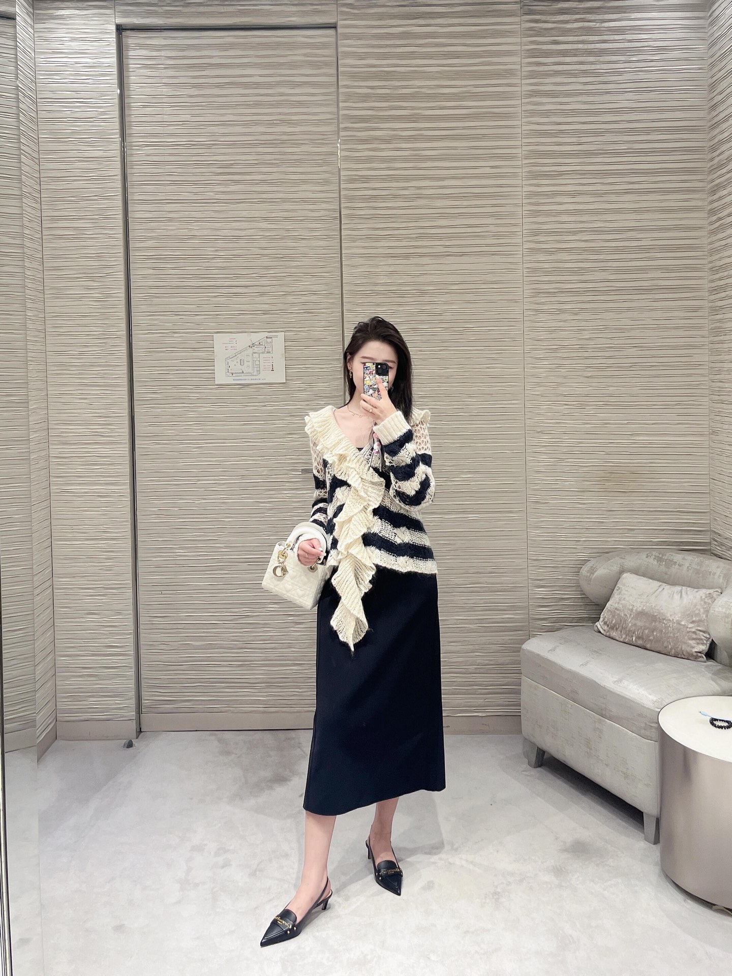Dior Striped Knit Cardigan with Detachable Ruffle Collar - Versatile & Chic 4 i1757659773057 1063 0 2
