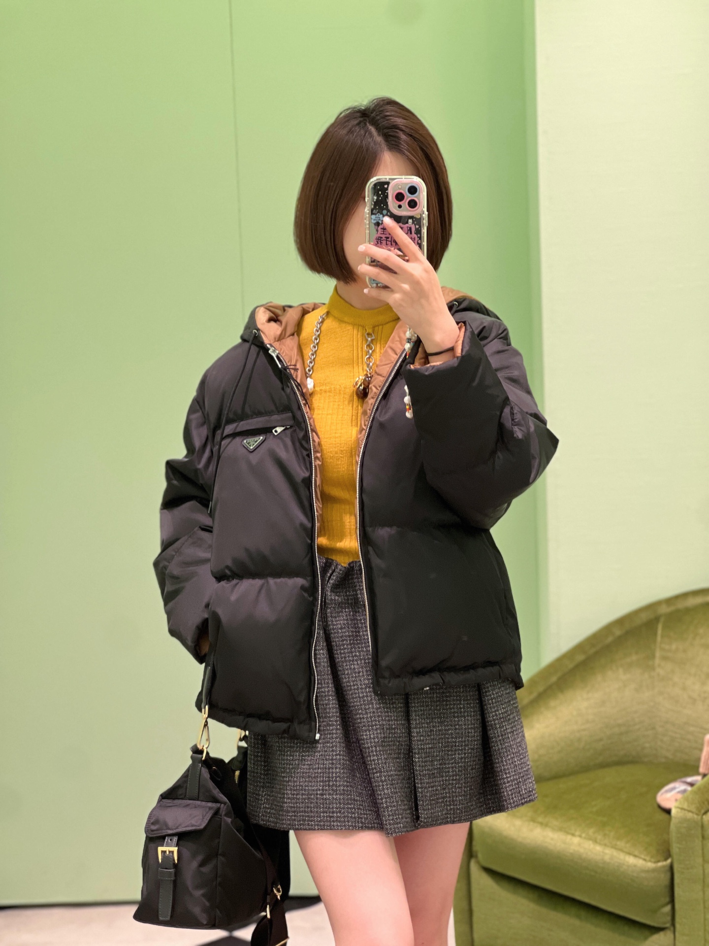 Prada Plaid Wool Mini Skirt: Retro Elegance, High-Waisted A-Line Silhouette 3 i1757745924579 6913 0 1
