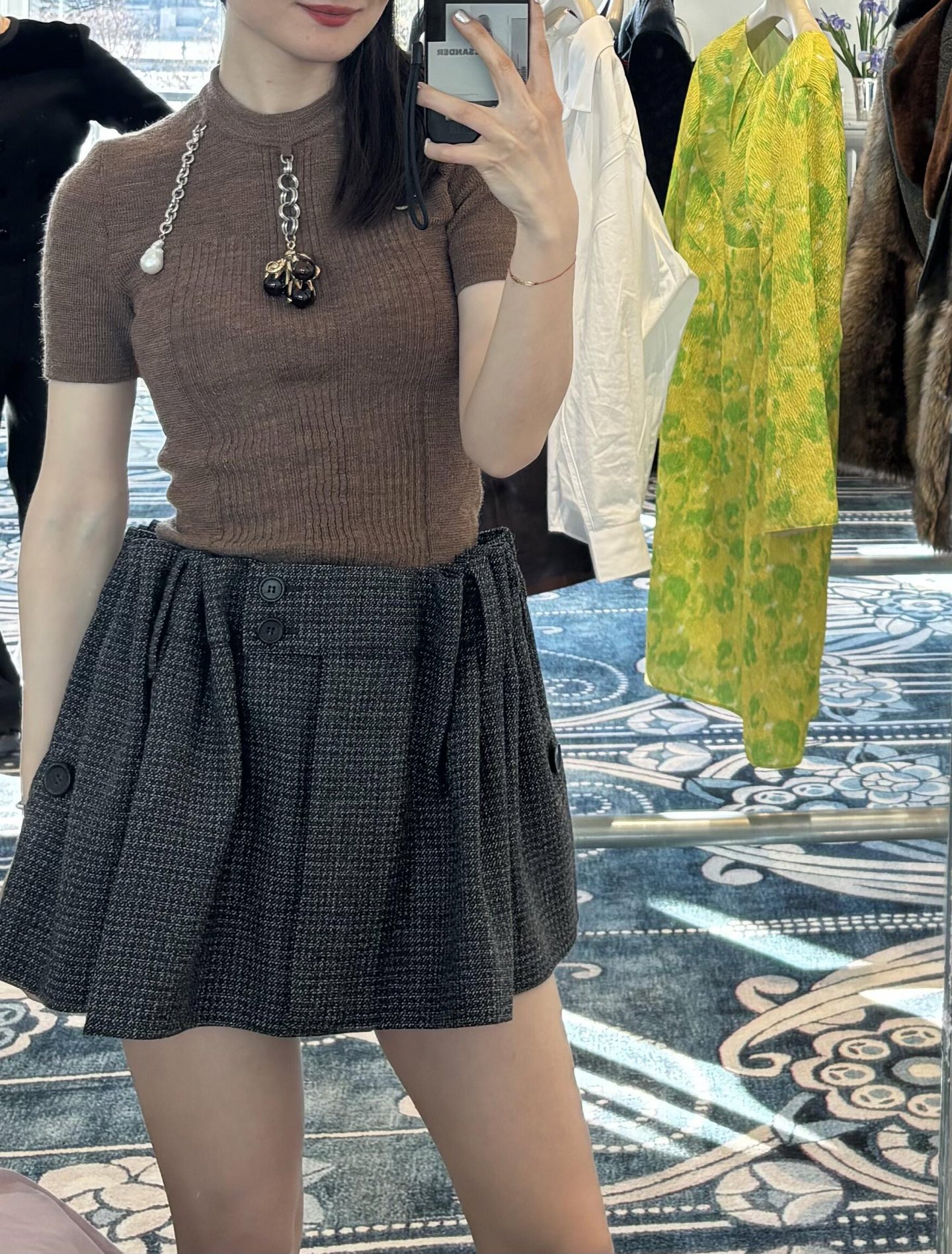 Prada Plaid Wool Mini Skirt: Retro Elegance, High-Waisted A-Line Silhouette 6 i1757745924851 9579 0 4