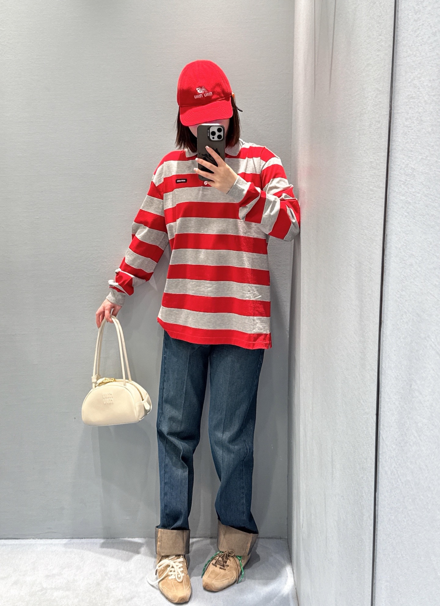 미우미우 컬러 블록 스트라이프 긴팔 폴로셔츠 26 SS 상세 이미지 2