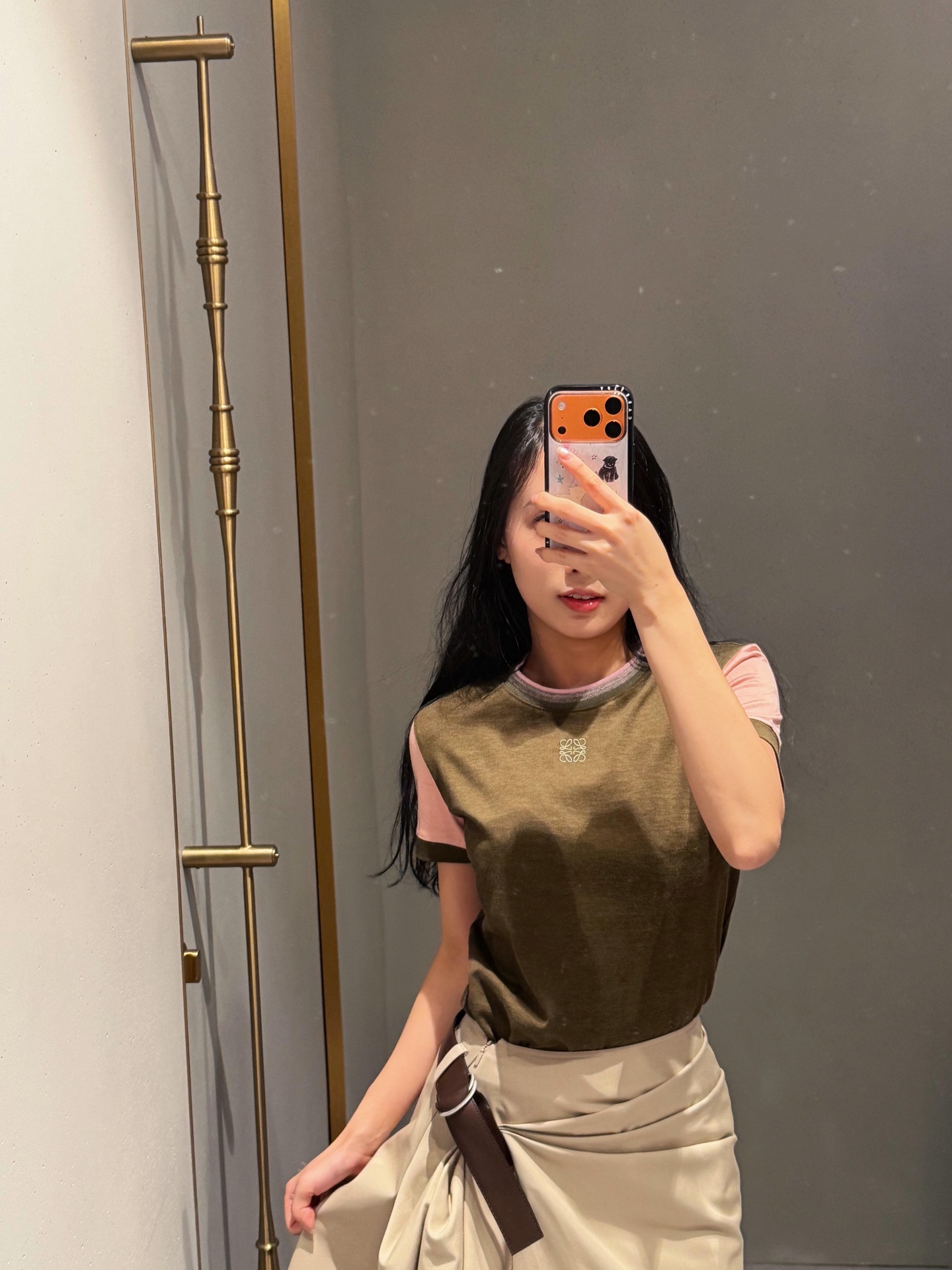 로에베 컬러 블록 아나그램 자수 코튼 반팔 티셔츠 26 SS 상세 이미지 6