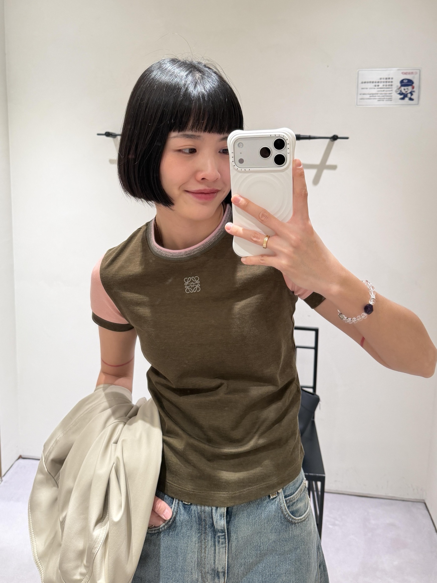 로에베 컬러 블록 아나그램 자수 코튼 반팔 티셔츠 26 SS 상세 이미지 3