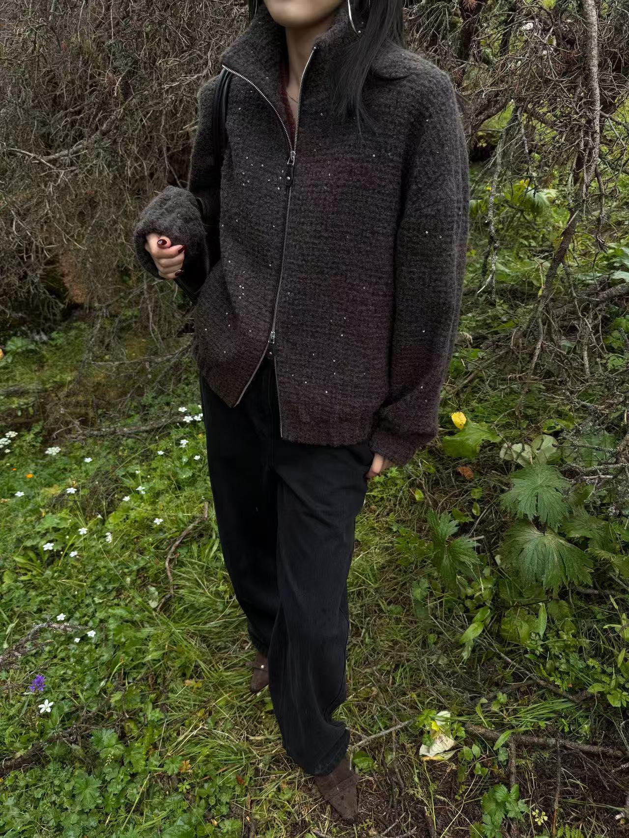 Women's Alpaca Wool Blend Jacket - Stand Collar, Zip Front, Relaxed Fit 3 i1755673604 2892 3