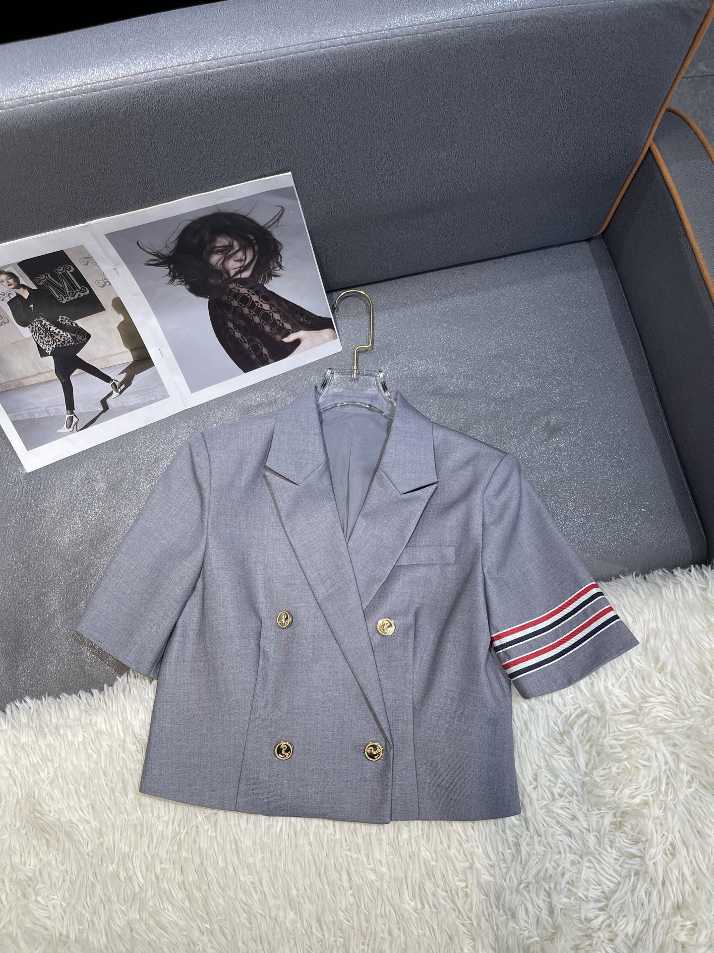Thom Browne Style Blazer and Pleated Skirt Set with Striped Pattern 6 i1739529349664 2543 0 5