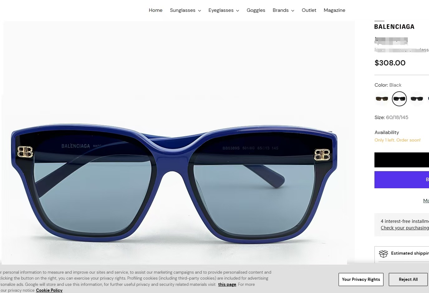  𝘽𝘼𝙇𝙀𝙉𝘾𝙄𝘼𝙂𝘼
MOD：BB0389S
Size：65口13-145
