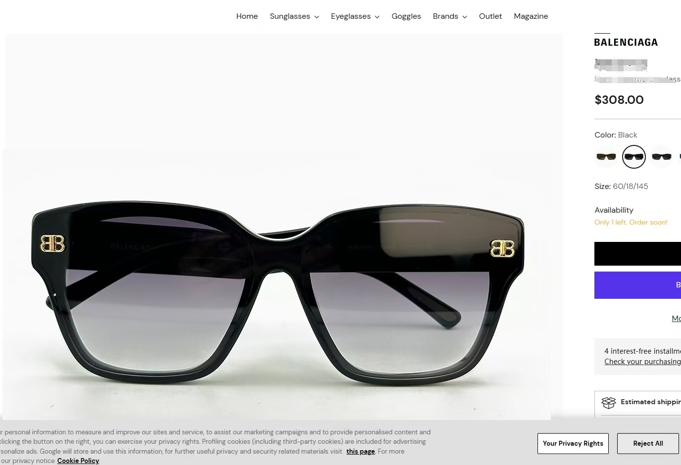  𝘽𝘼𝙇𝙀𝙉𝘾𝙄𝘼𝙂𝘼
MOD：BB0389S
Size：65口13-145
