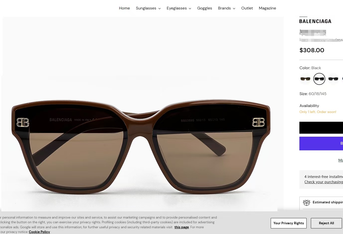  𝘽𝘼𝙇𝙀𝙉𝘾𝙄𝘼𝙂𝘼
MOD：BB0389S
Size：65口13-145
